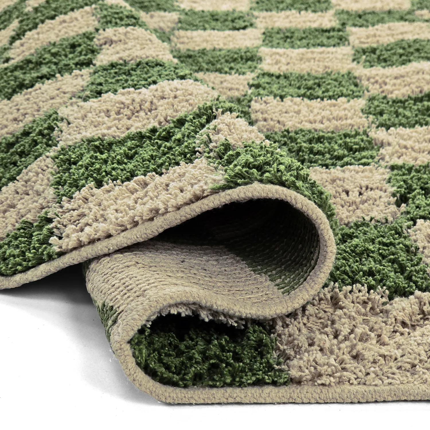 Kerek szőnyeg - Elsey Natural Cotton Shaggy (zöld/bézs)