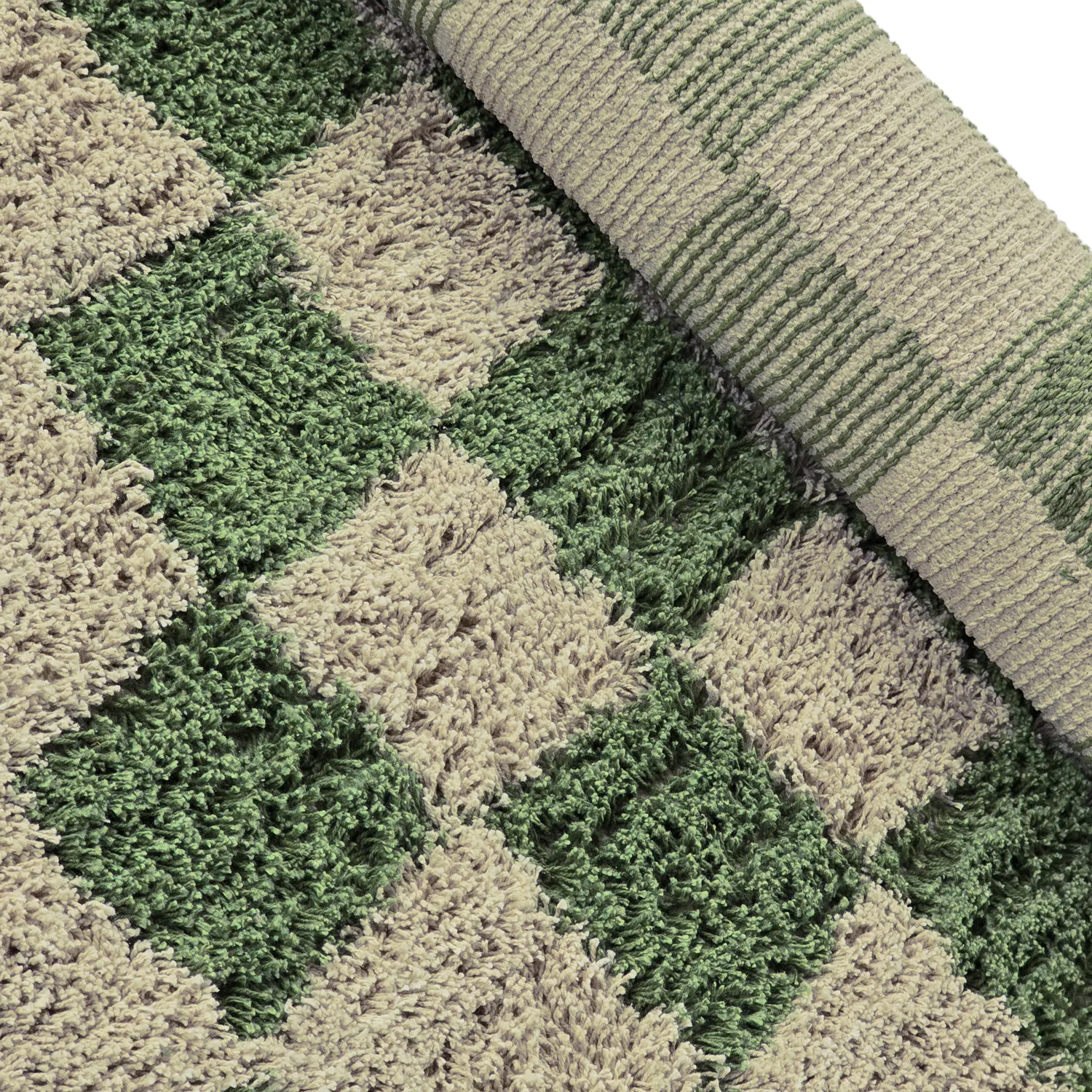 Kerek szőnyeg - Elsey Natural Cotton Shaggy (zöld/bézs)