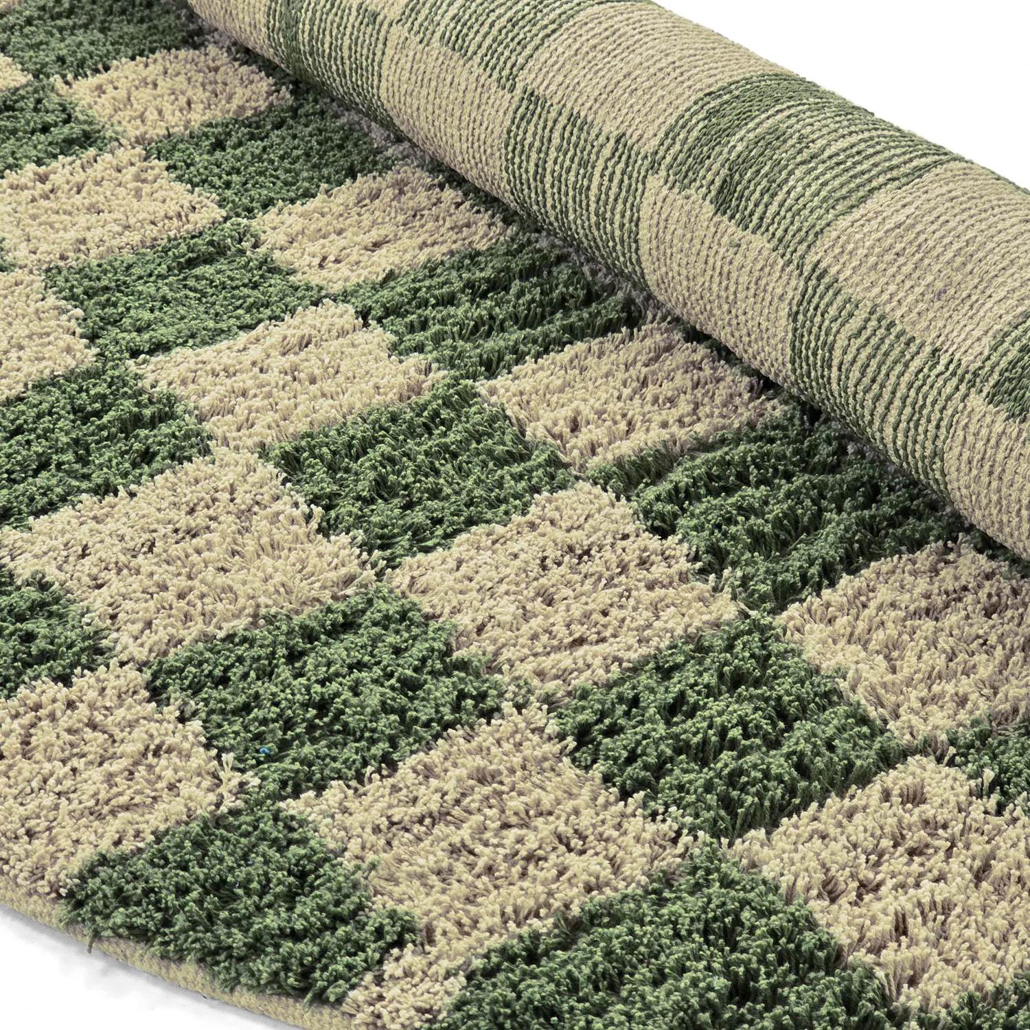 Kerek szőnyeg - Elsey Natural Cotton Shaggy (zöld/bézs)