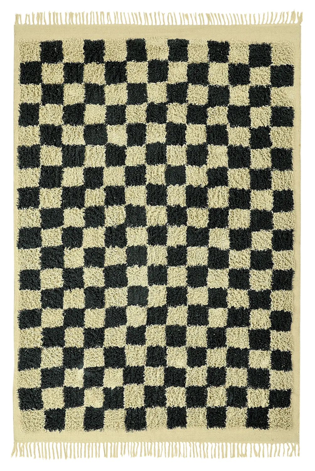 Shaggy szőnyeg - Elsey Natural Cotton Shaggy (fekete/bézs)