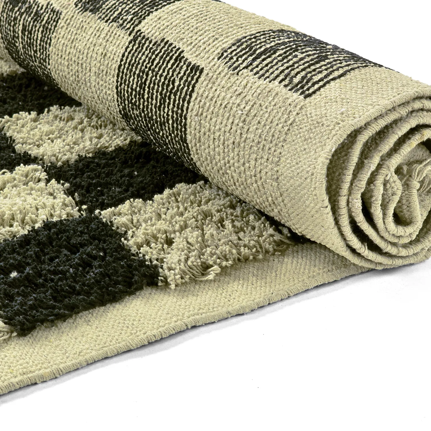 Shaggy szőnyeg - Elsey Natural Cotton Shaggy (fekete/bézs)