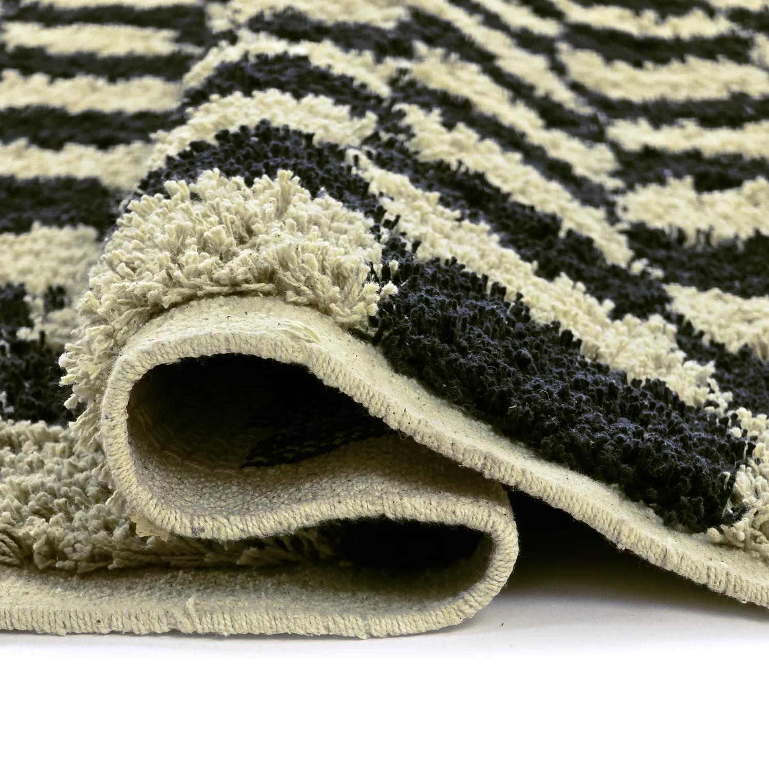 Shaggy szőnyeg - Elsey Natural Cotton Shaggy (fekete/bézs)