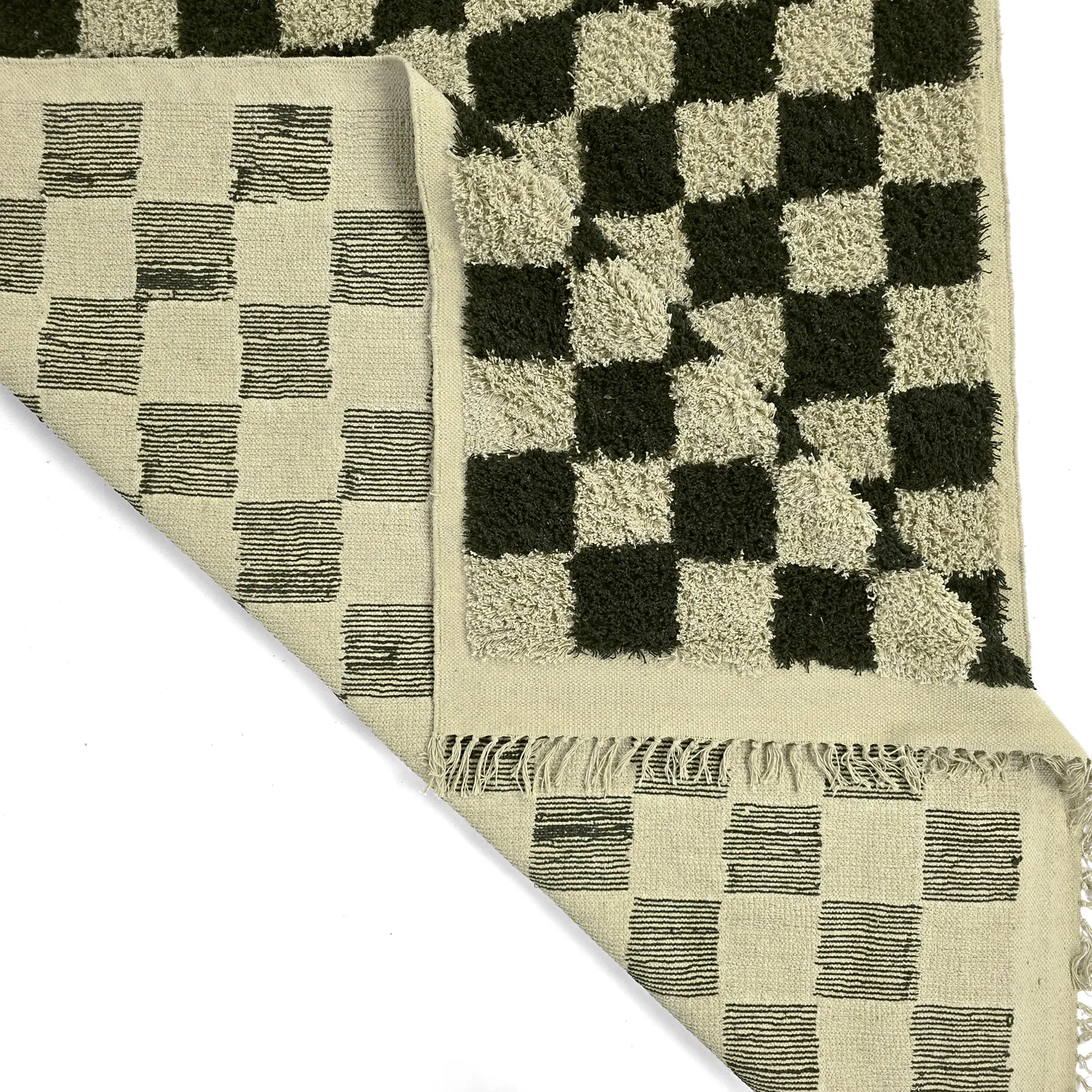 Shaggy szőnyeg - Elsey Natural Cotton Shaggy (fekete/bézs)