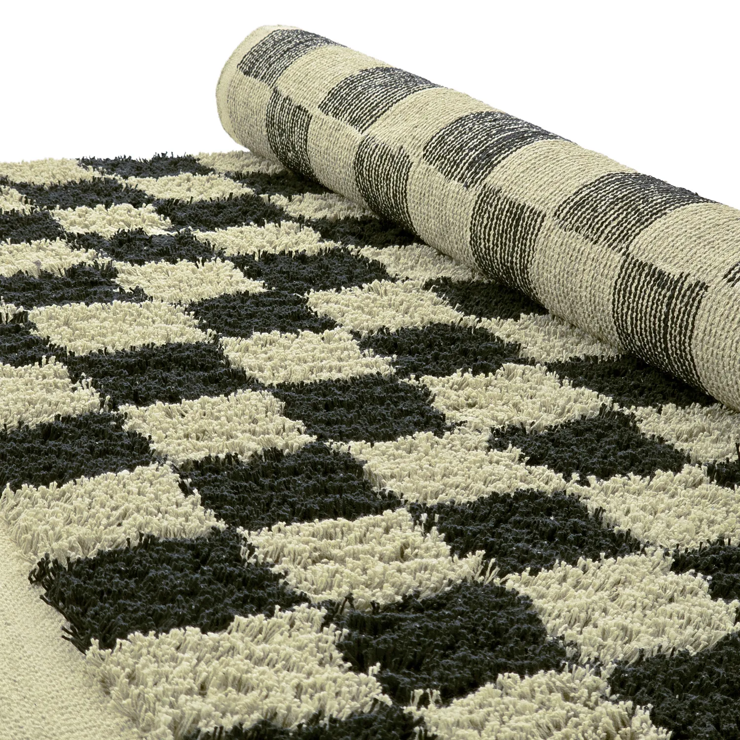 Shaggy szőnyeg - Elsey Natural Cotton Shaggy (fekete/bézs)