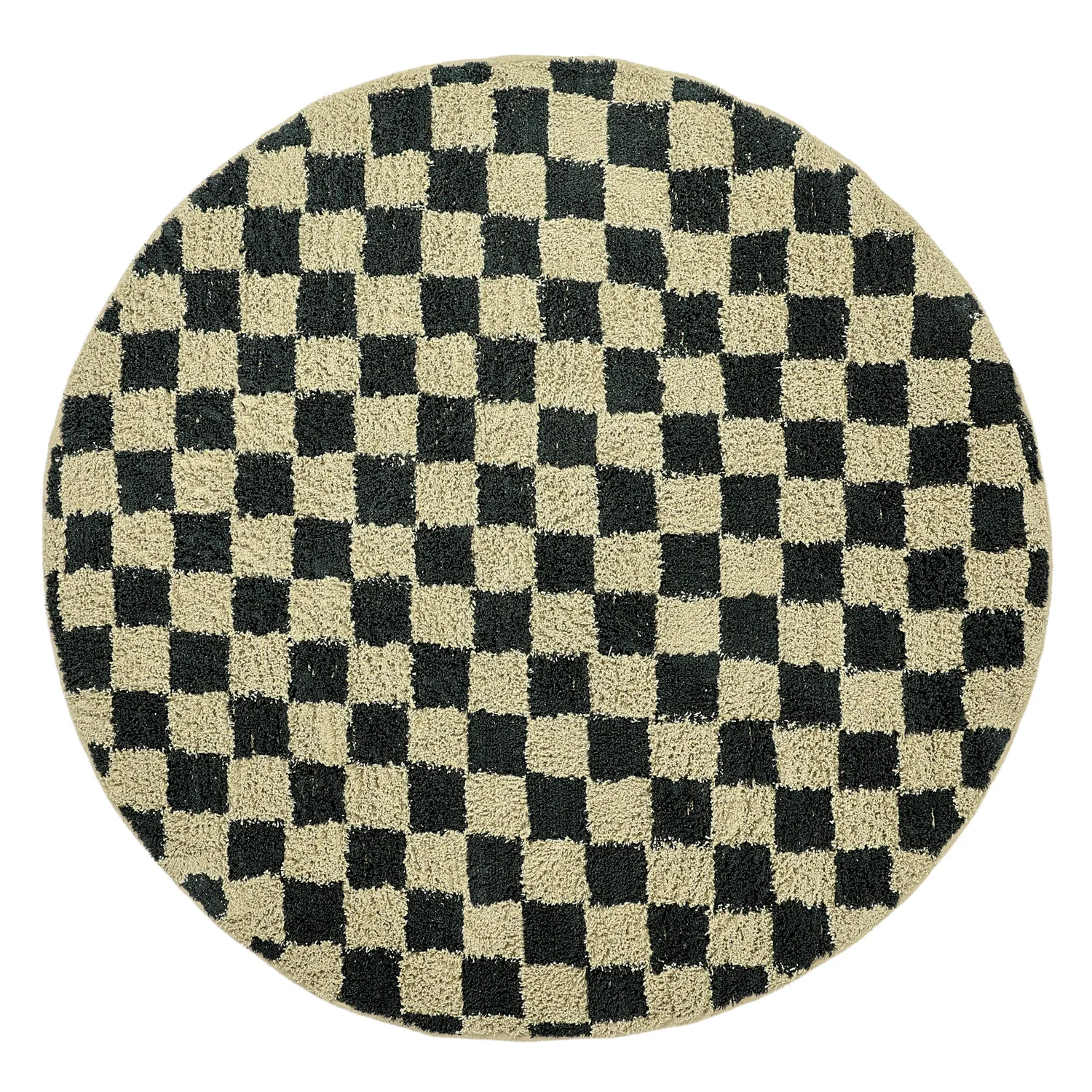 Kerek szőnyeg - Elsey Natural Cotton Shaggy (fekete/bézs)