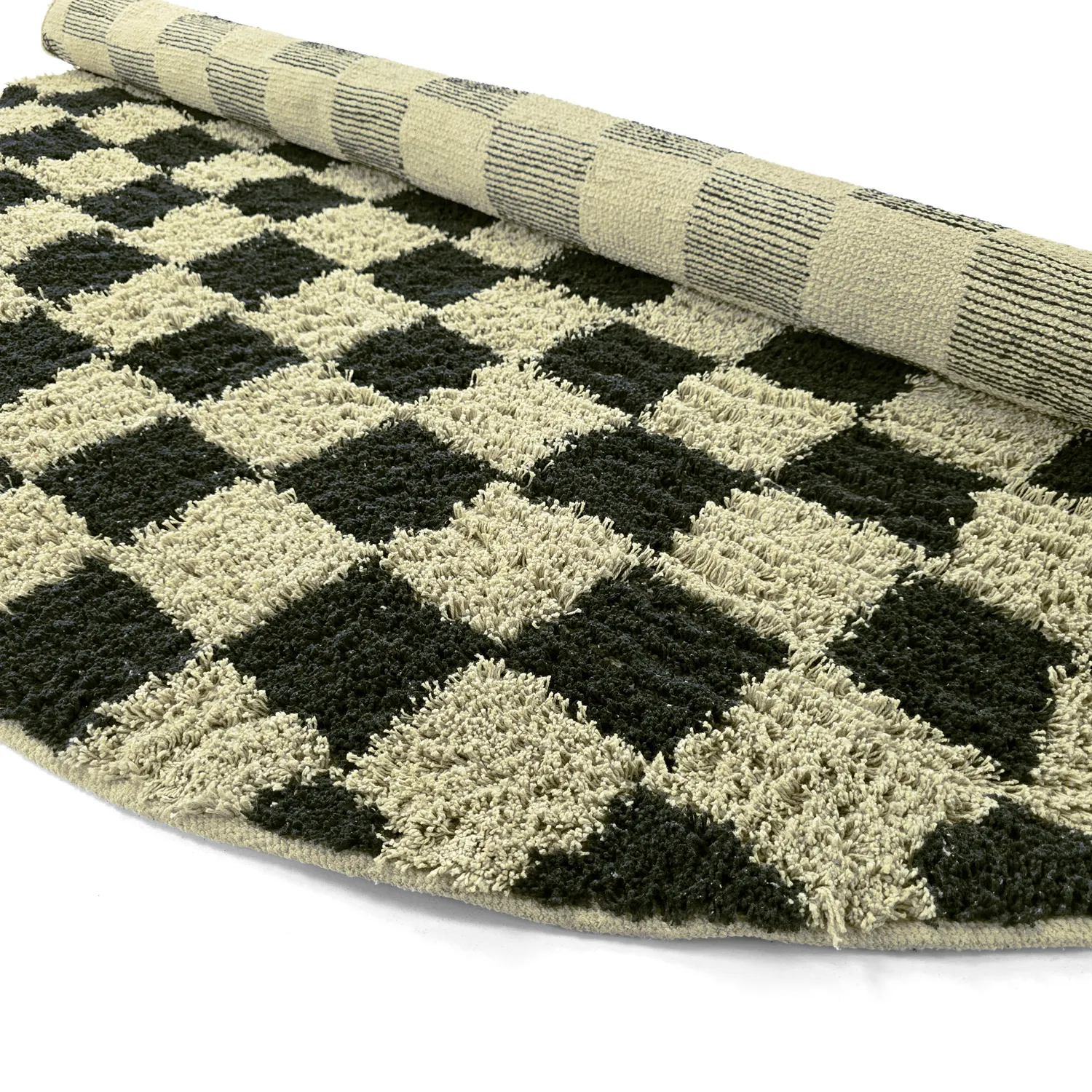 Kerek szőnyeg - Elsey Natural Cotton Shaggy (fekete/bézs)