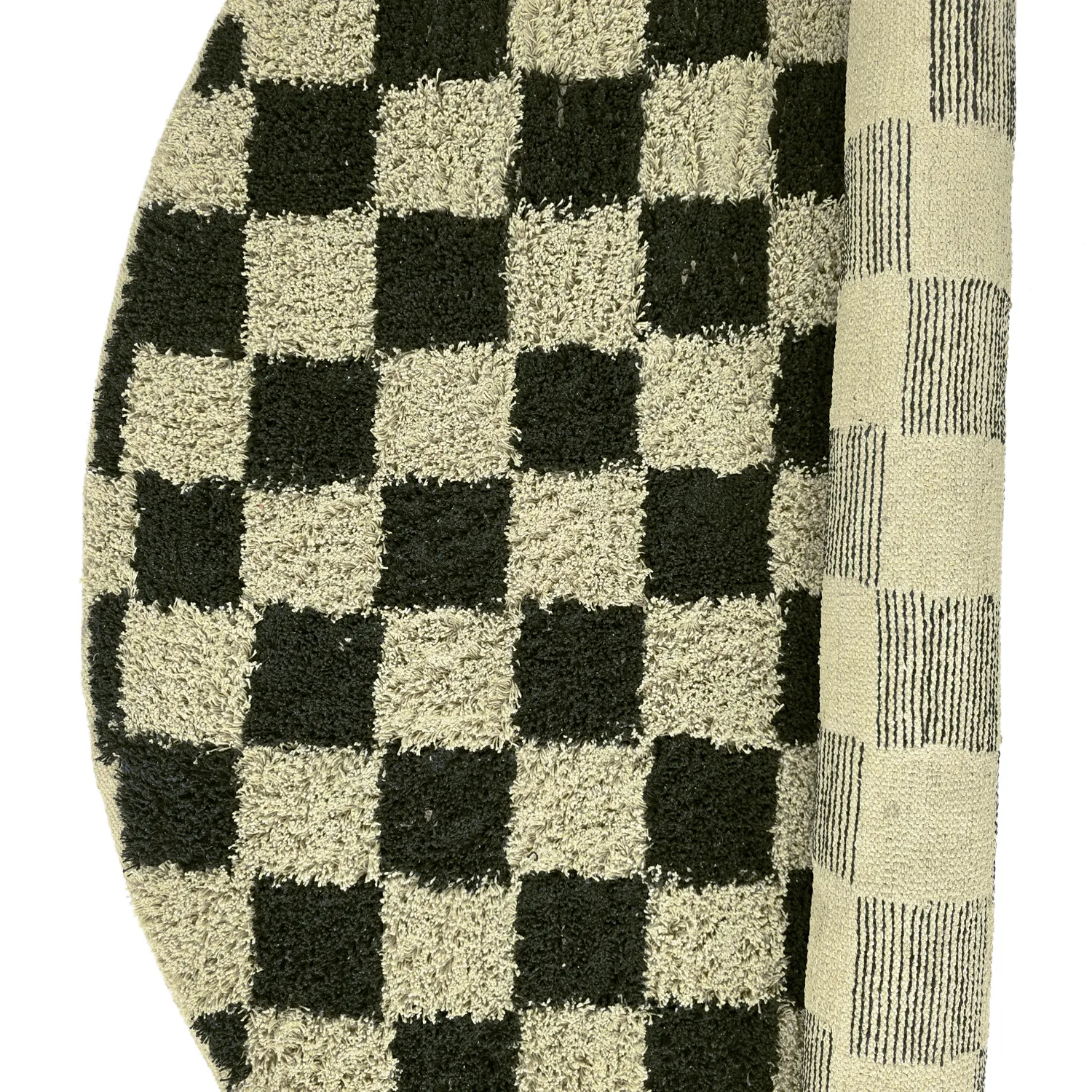 Kerek szőnyeg - Elsey Natural Cotton Shaggy (fekete/bézs)