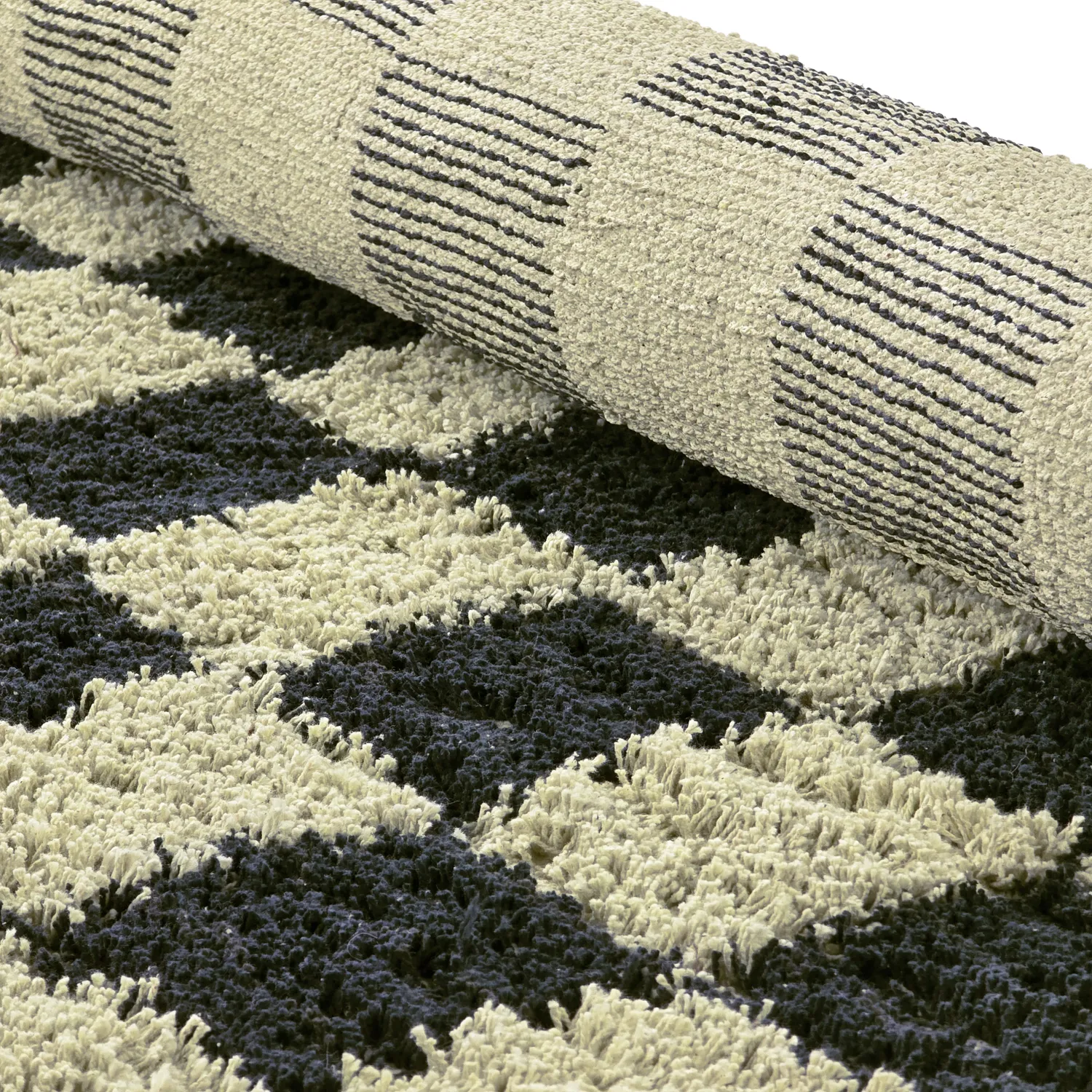 Kerek szőnyeg - Elsey Natural Cotton Shaggy (fekete/bézs)