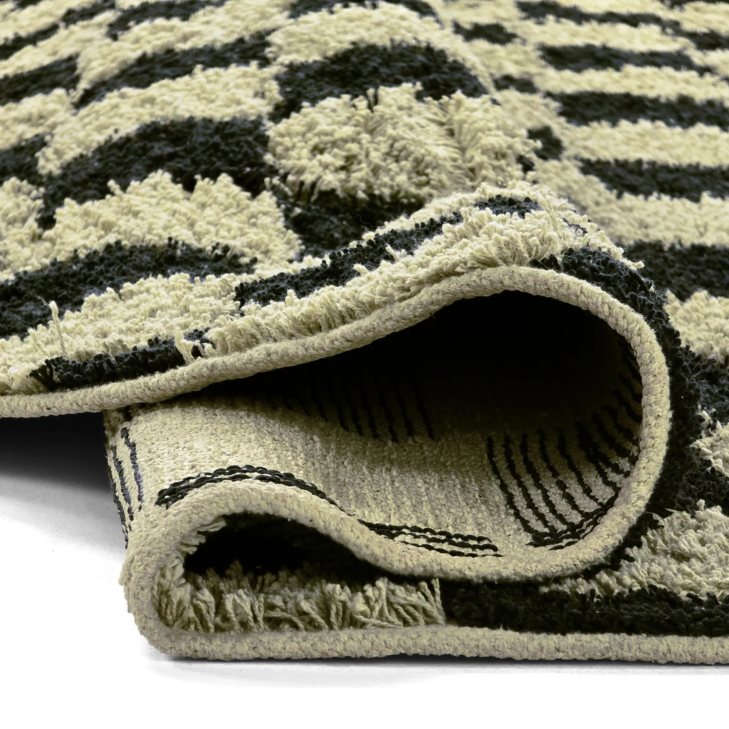 Kerek szőnyeg - Elsey Natural Cotton Shaggy (fekete/bézs)