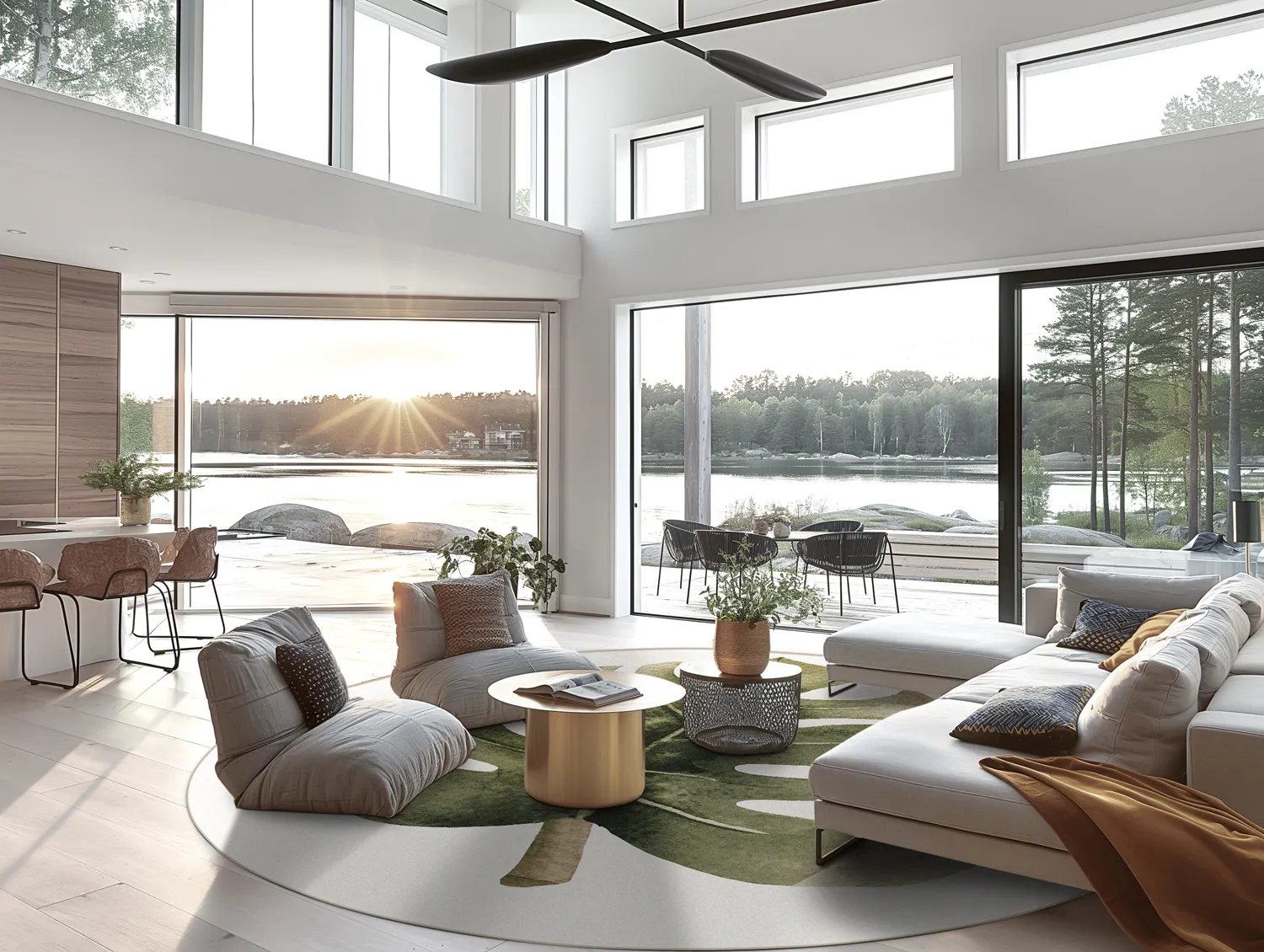 Kerek szőnyeg - Falling Leaves (zöld)