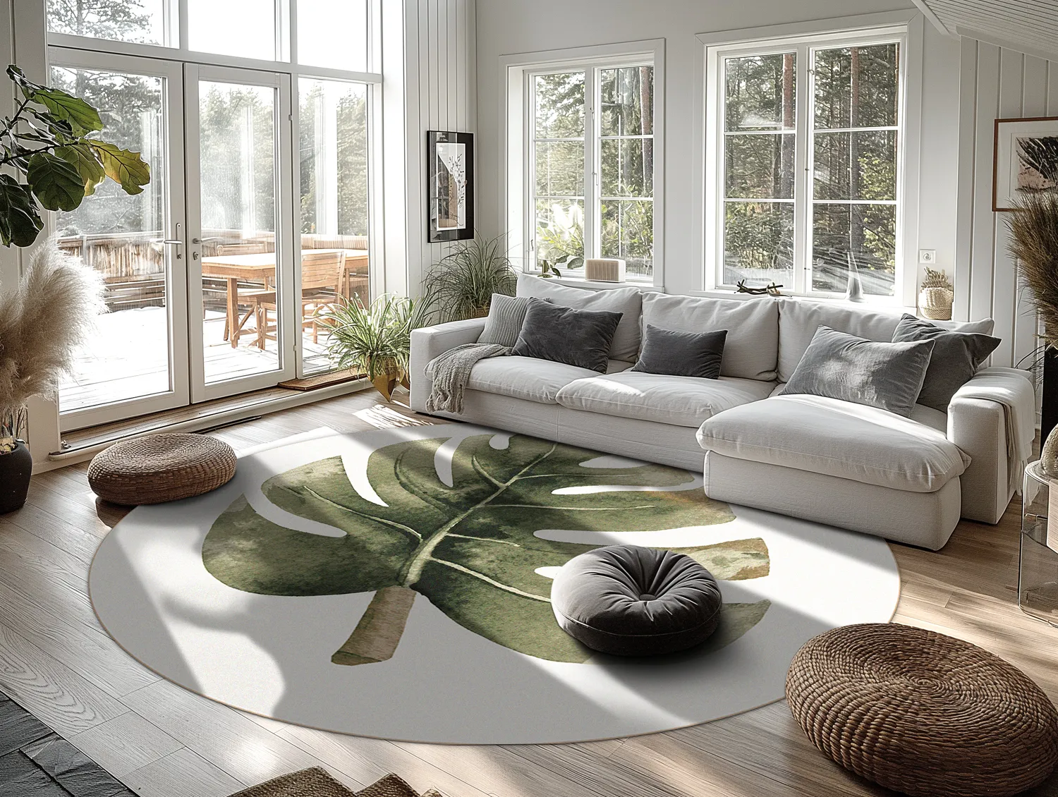 Kerek szőnyeg - Falling Leaves (zöld)