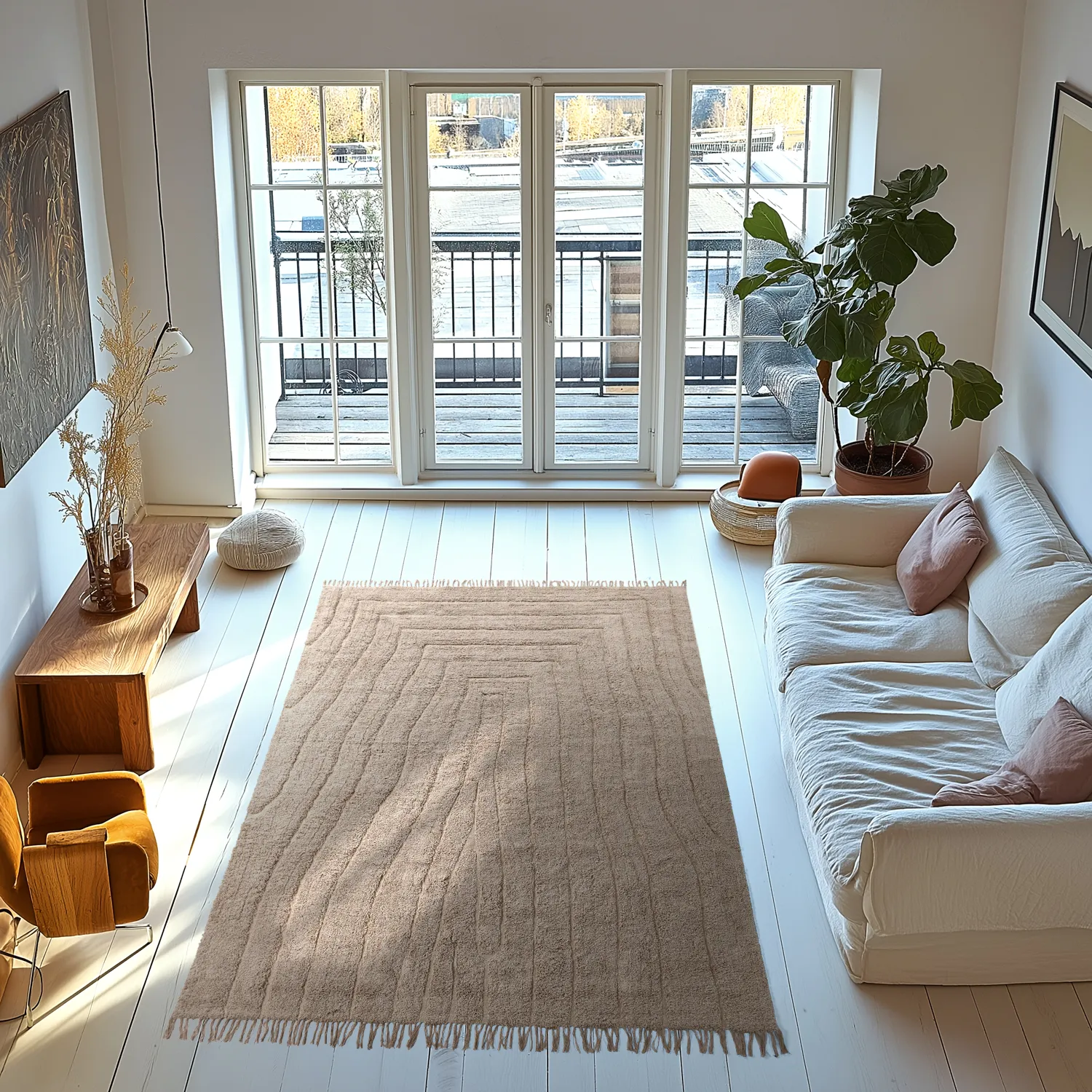 Shaggy szőnyeg - Farley Natural Cotton Shaggy (bézs)