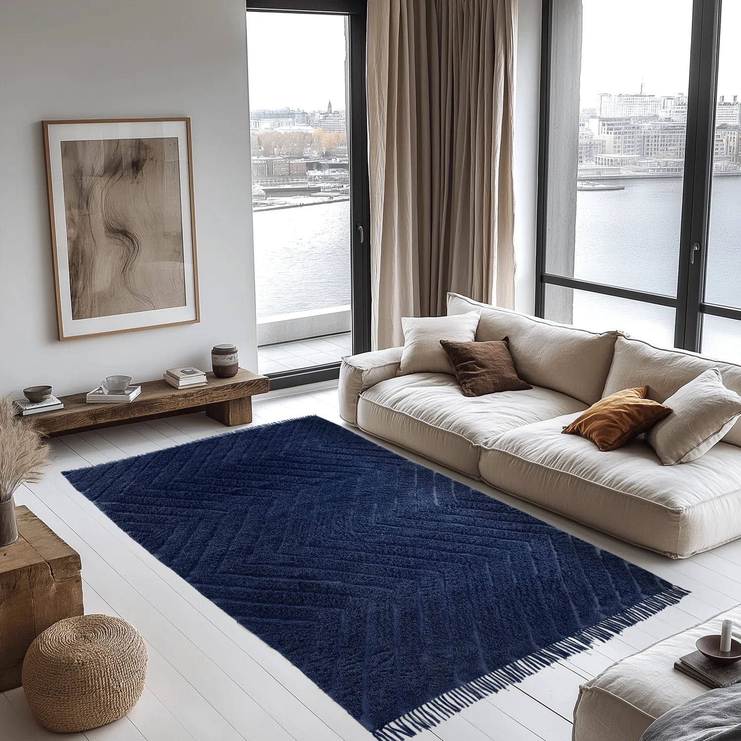 Shaggy szőnyeg - Farley Natural Cotton Shaggy (kék)