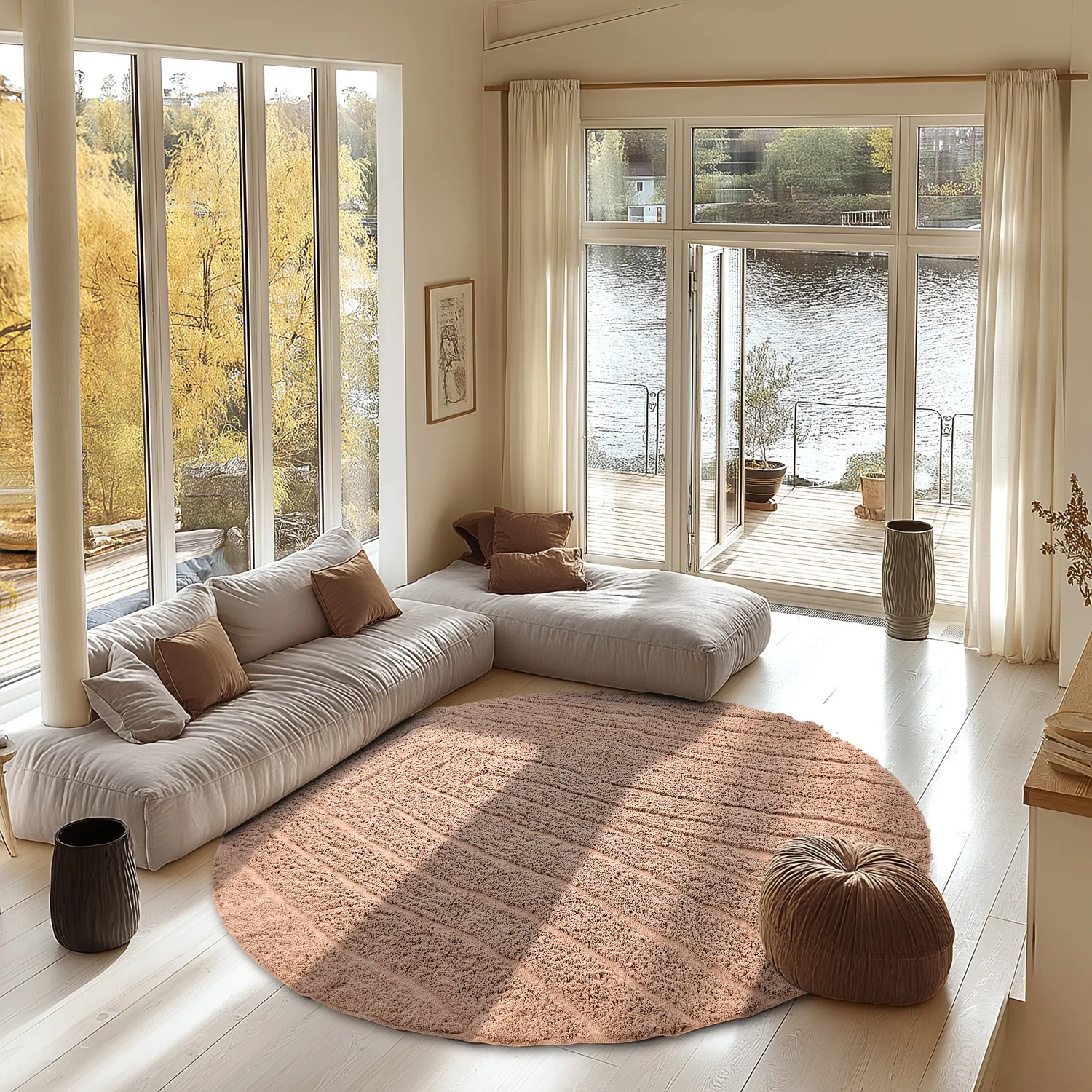 Kerek szőnyeg - Farley Natural Cotton Shaggy (rózsaszín)