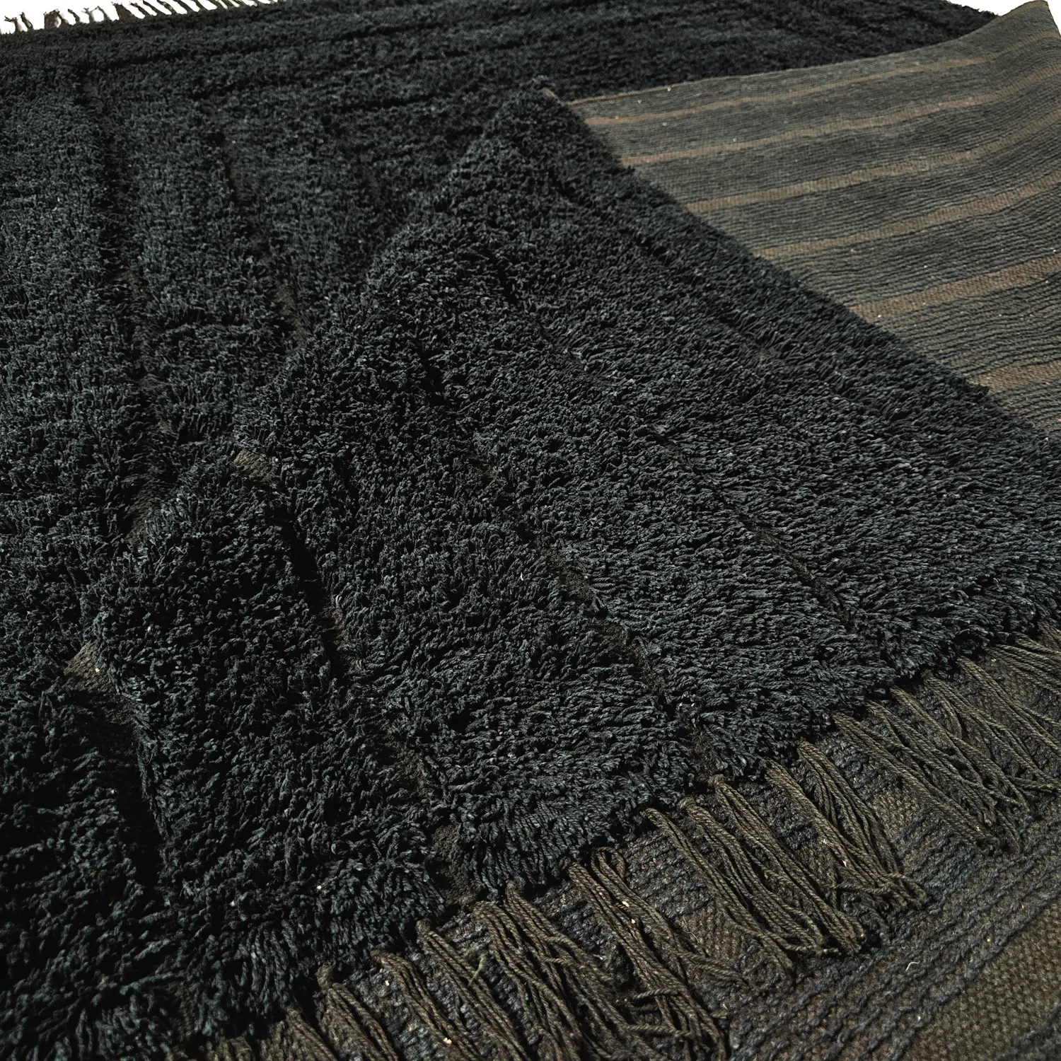 Shaggy szőnyeg - Farley Natural Cotton Shaggy (fekete)