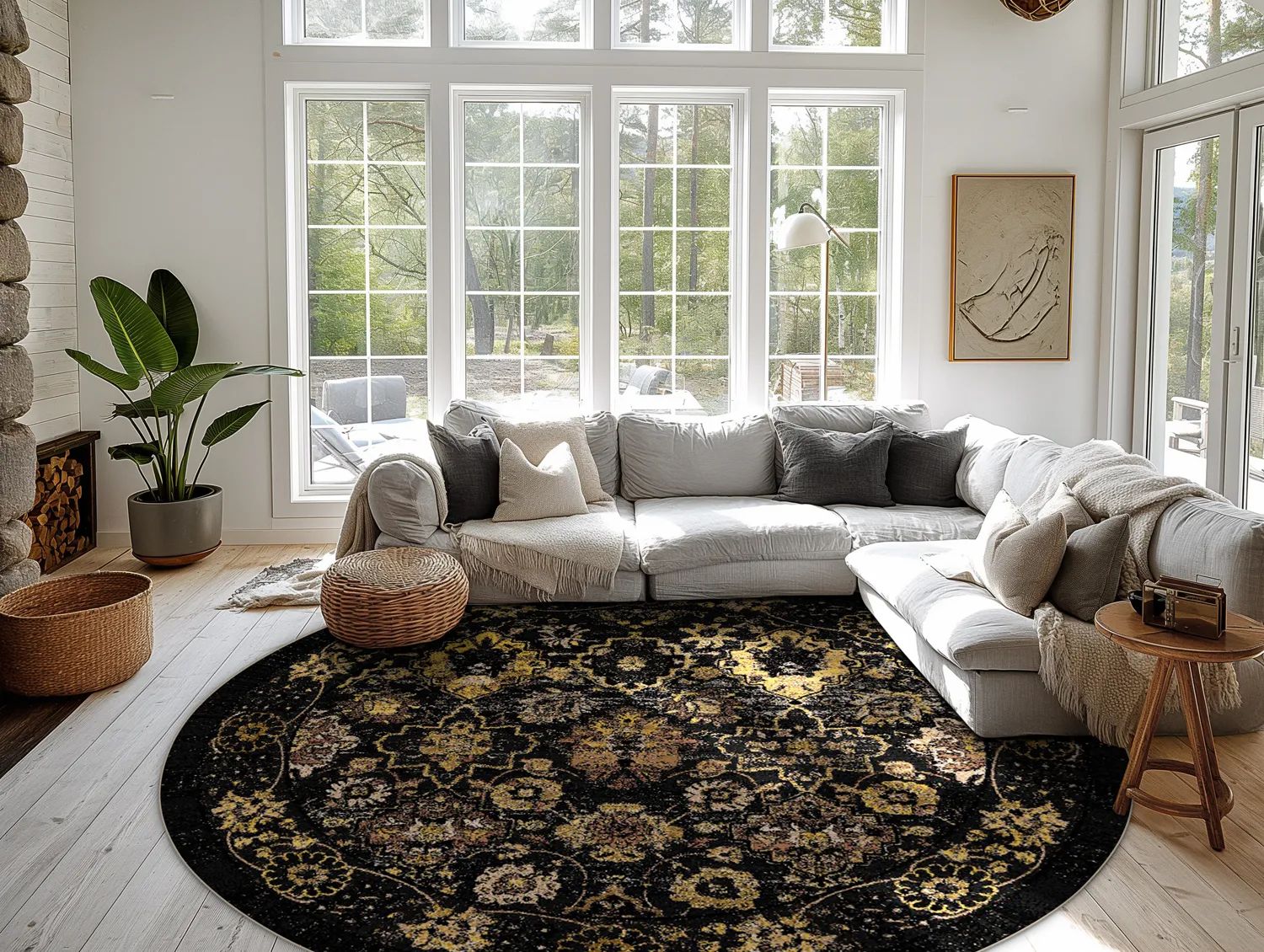 Kerek szőnyeg - Fernana (fekete/arany)