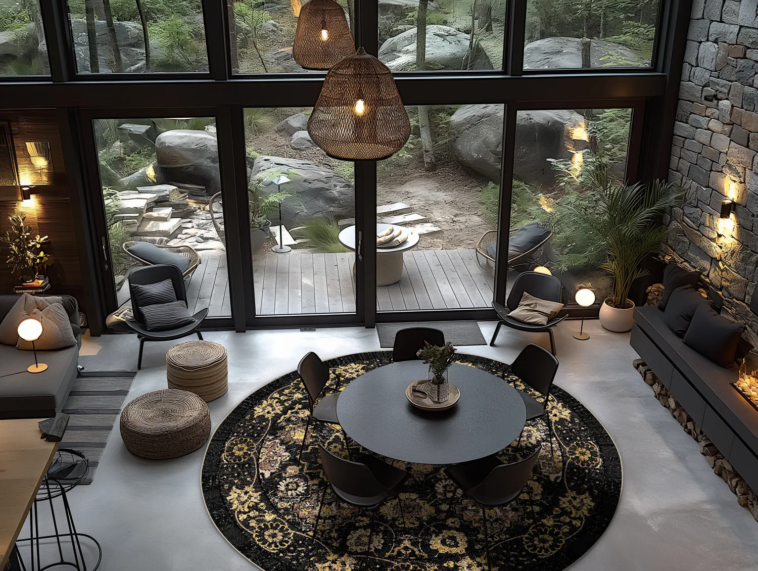 Kerek szőnyeg - Fernana (fekete/arany)