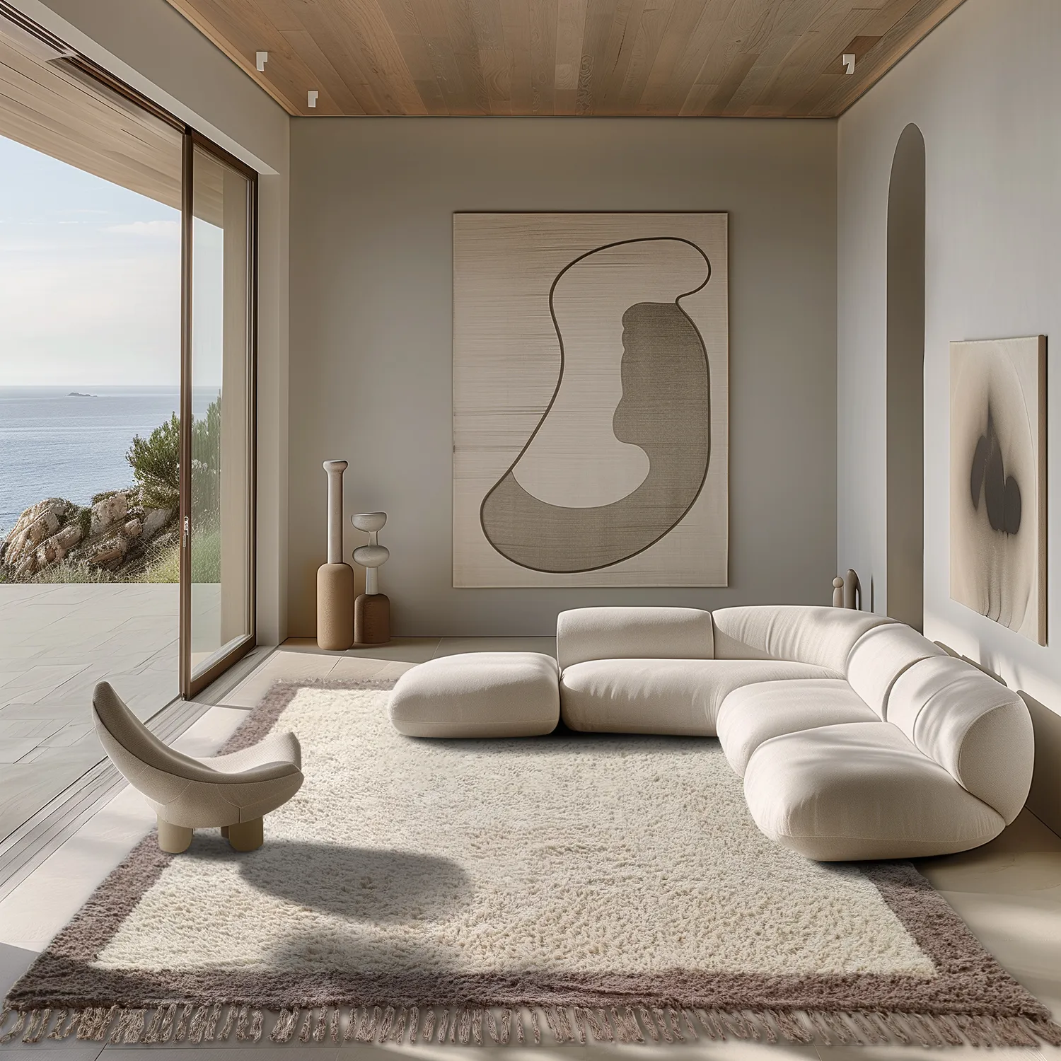 Shaggy szőnyeg - Galliano Natural Cotton Shaggy (šedobílá/hnědá)