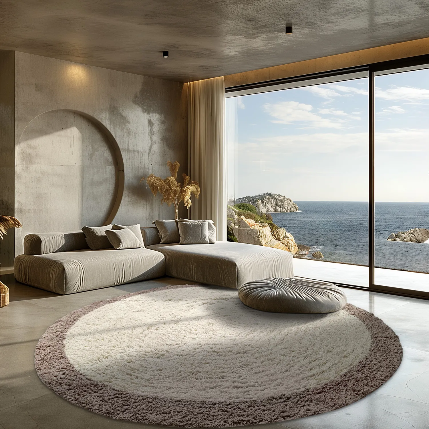 Kerek szőnyeg - Galliano Natural Cotton Shaggy (šedobílá/hnědá)