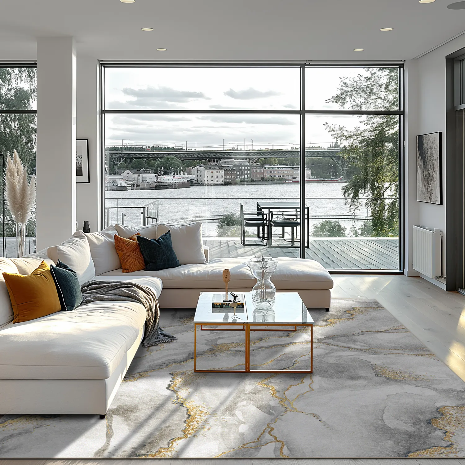 Wilton szőnyeg - Genova (szürke/fehér/arany)