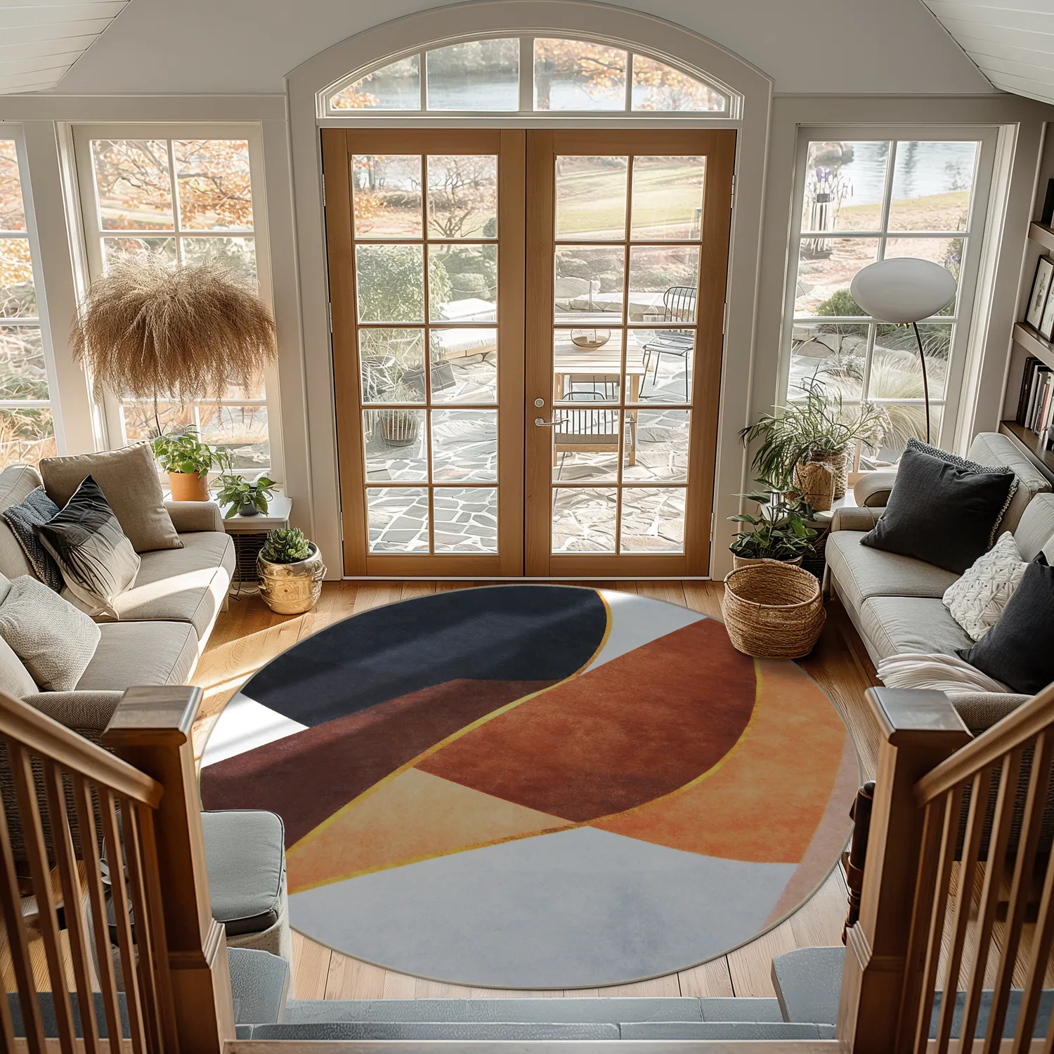 Kerek szőnyeg - Hazel (narancs/többszínű)