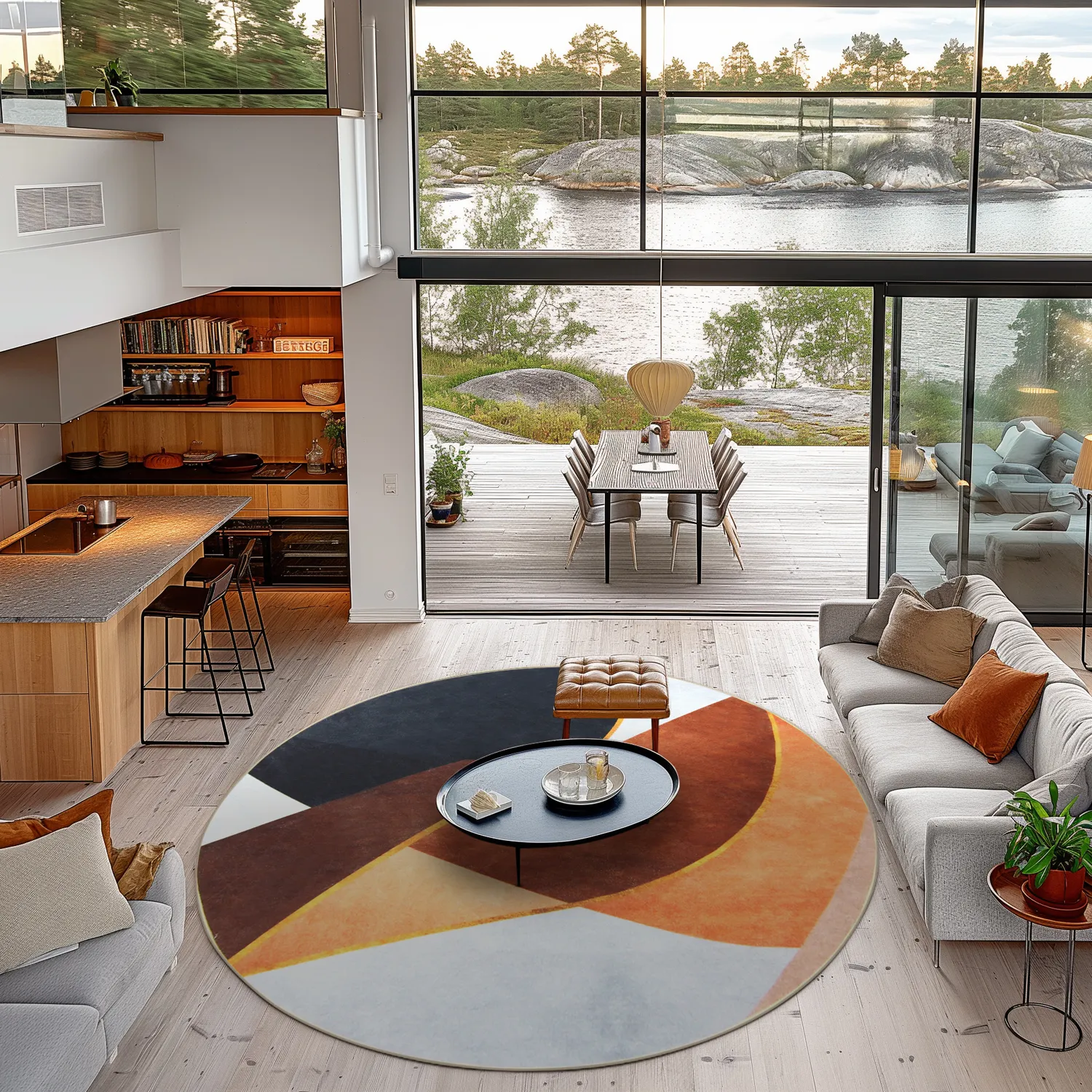 Kerek szőnyeg - Hazel (narancs/többszínű)