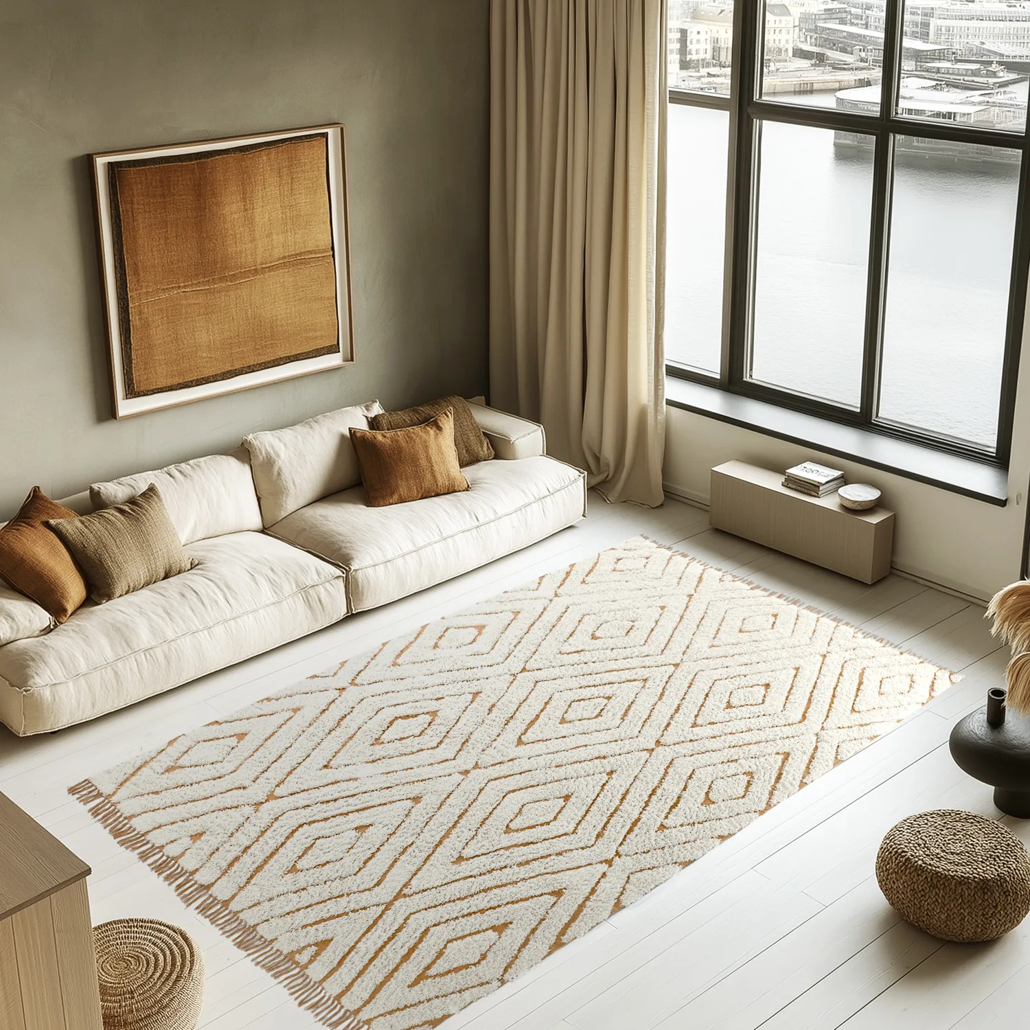 Shaggy szőnyeg - Holwell Natural Cotton Shaggy (törtfehér/barna)