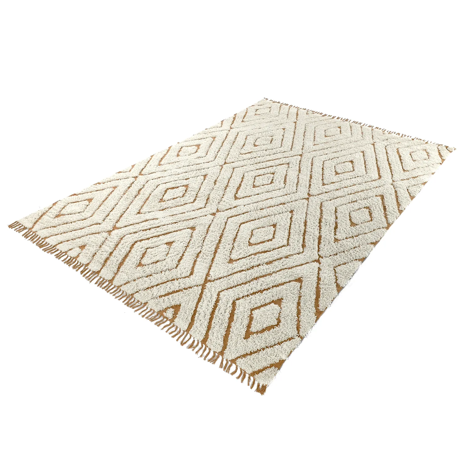 Shaggy szőnyeg - Holwell Natural Cotton Shaggy (törtfehér/barna)