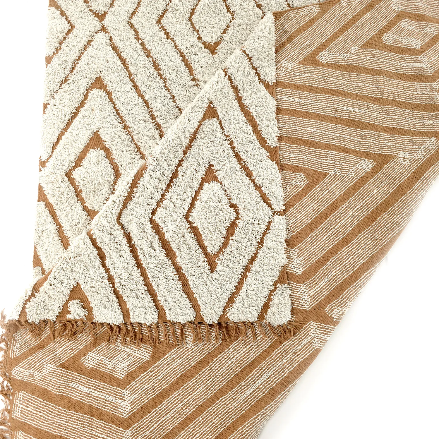 Shaggy szőnyeg - Holwell Natural Cotton Shaggy (törtfehér/barna)