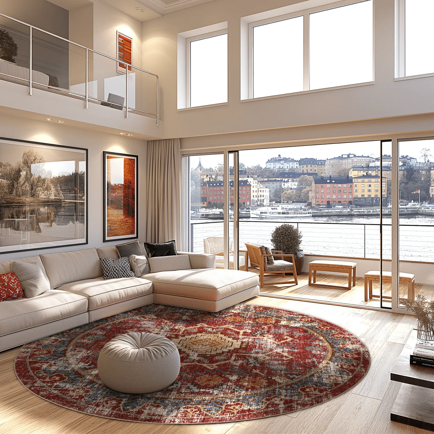 Kerek szőnyeg - Idri (piros/többszínű)