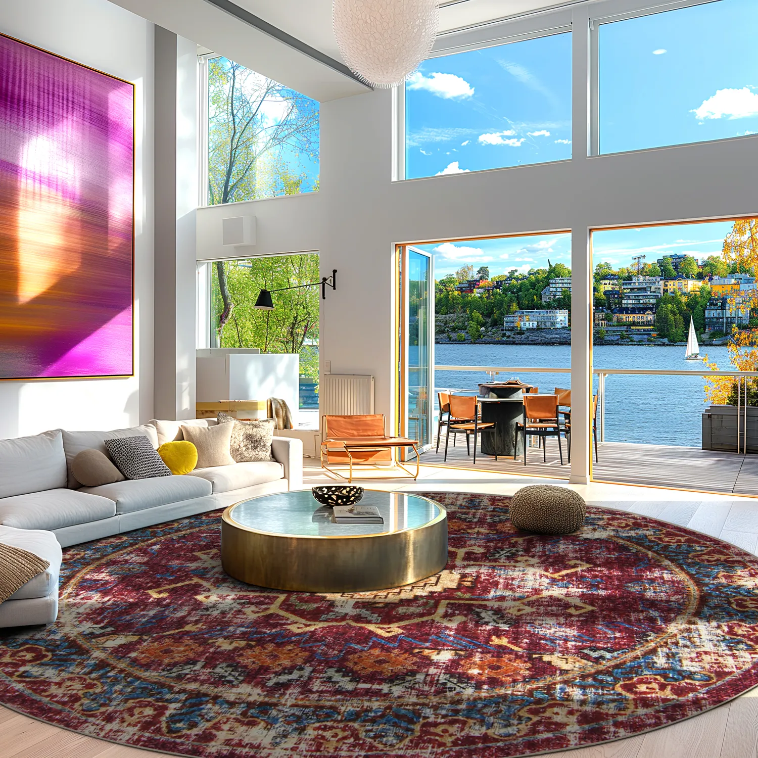 Kerek szőnyeg - Idri (bordó/többszínű)