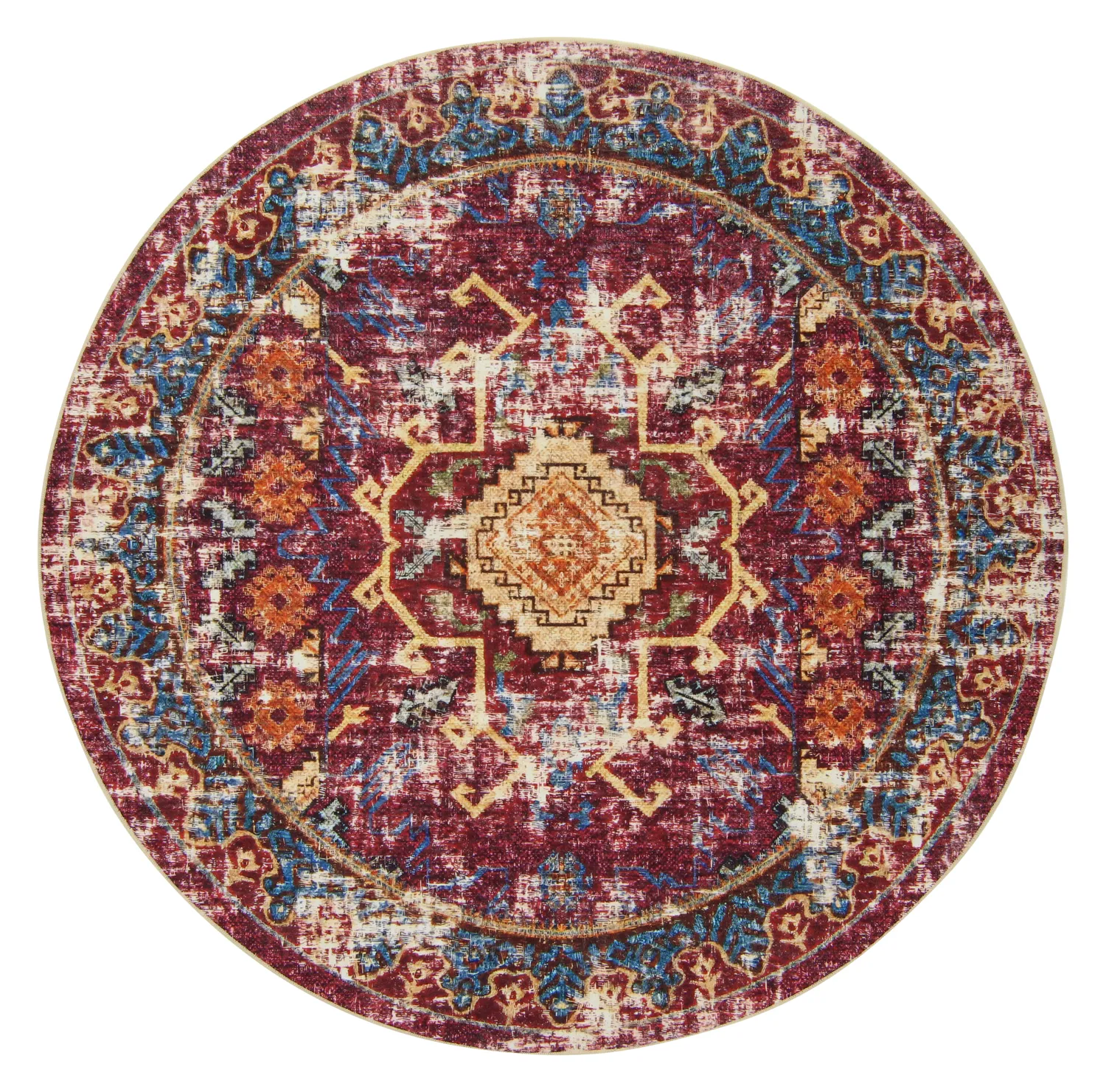 Kerek szőnyeg - Idri (bordó/többszínű)