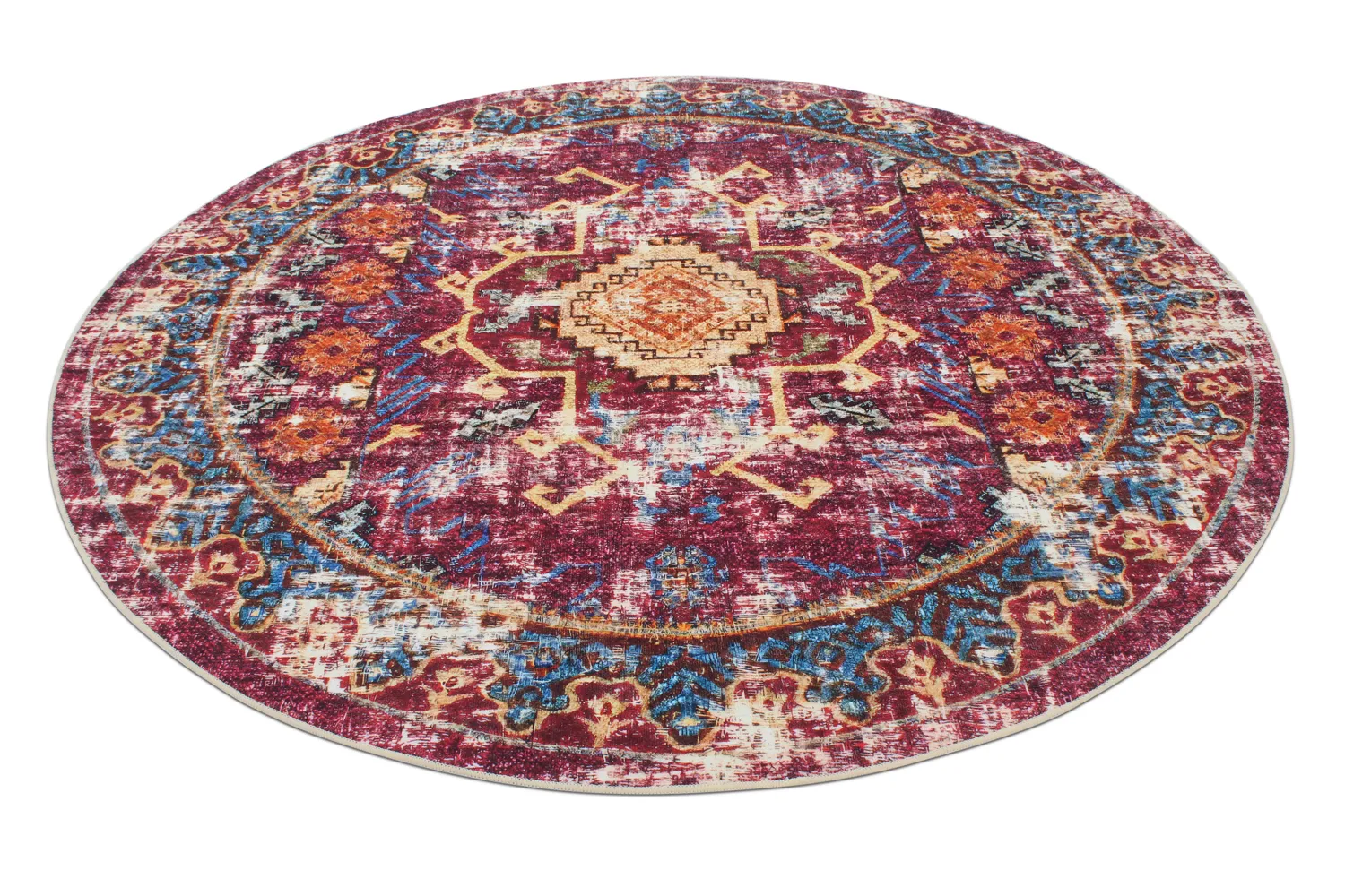 Kerek szőnyeg - Idri (bordó/többszínű)