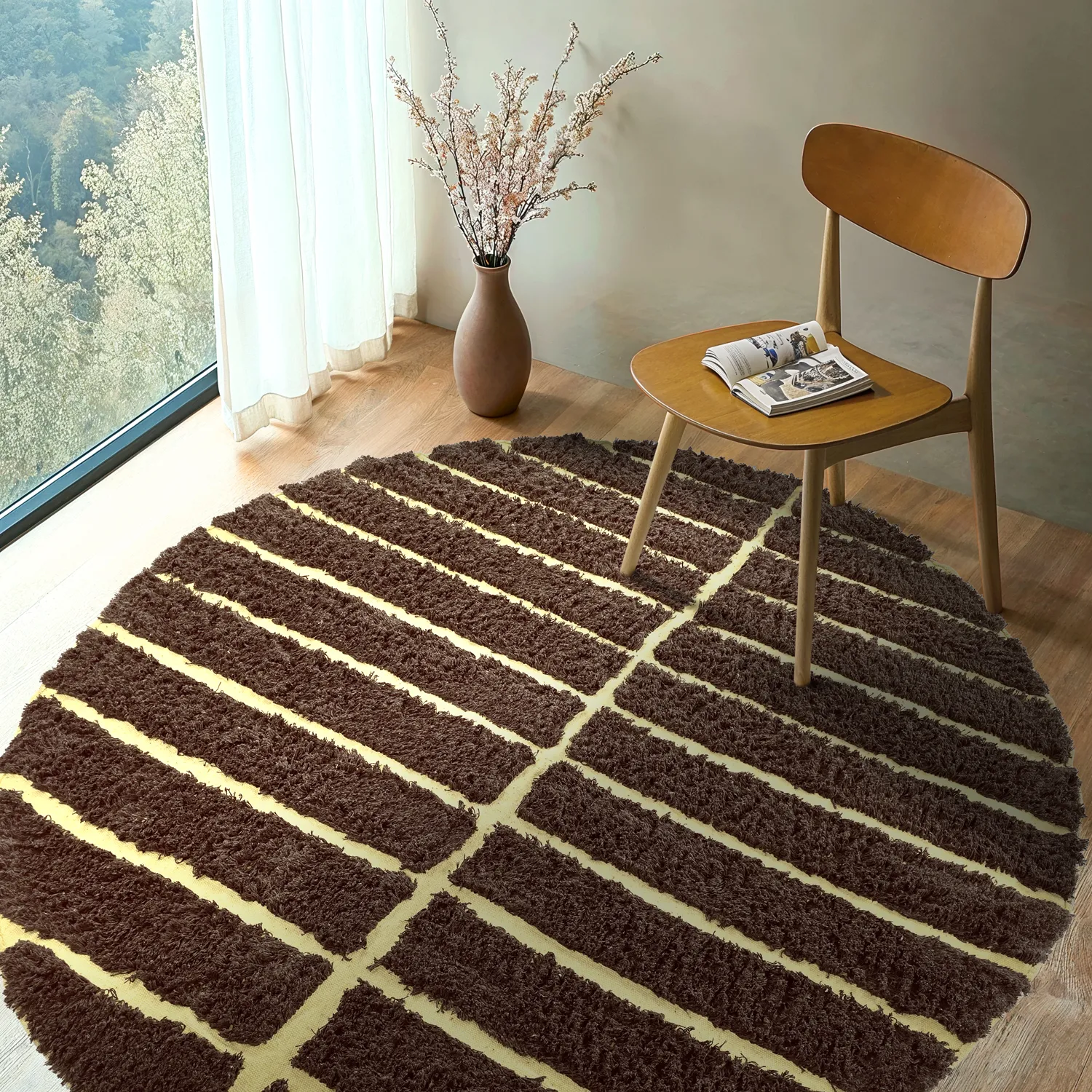 Kerek szőnyeg - Ikara Natural Cotton Shaggy (barna)