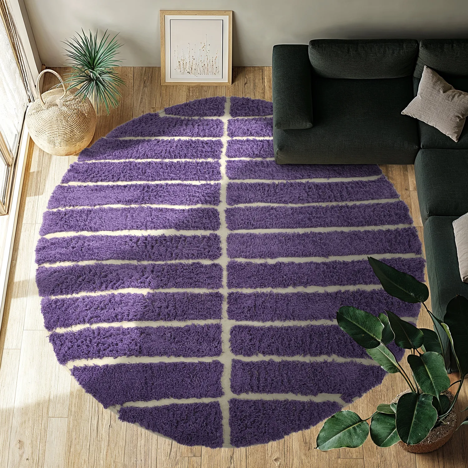 Kerek szőnyeg - Ikara Natural Cotton Shaggy (lila)