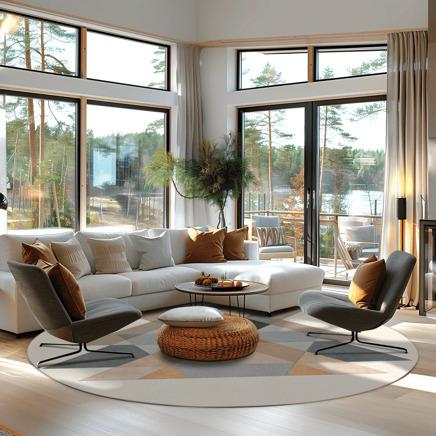 Kerek szőnyeg - Jeral (bezs/többszínű)