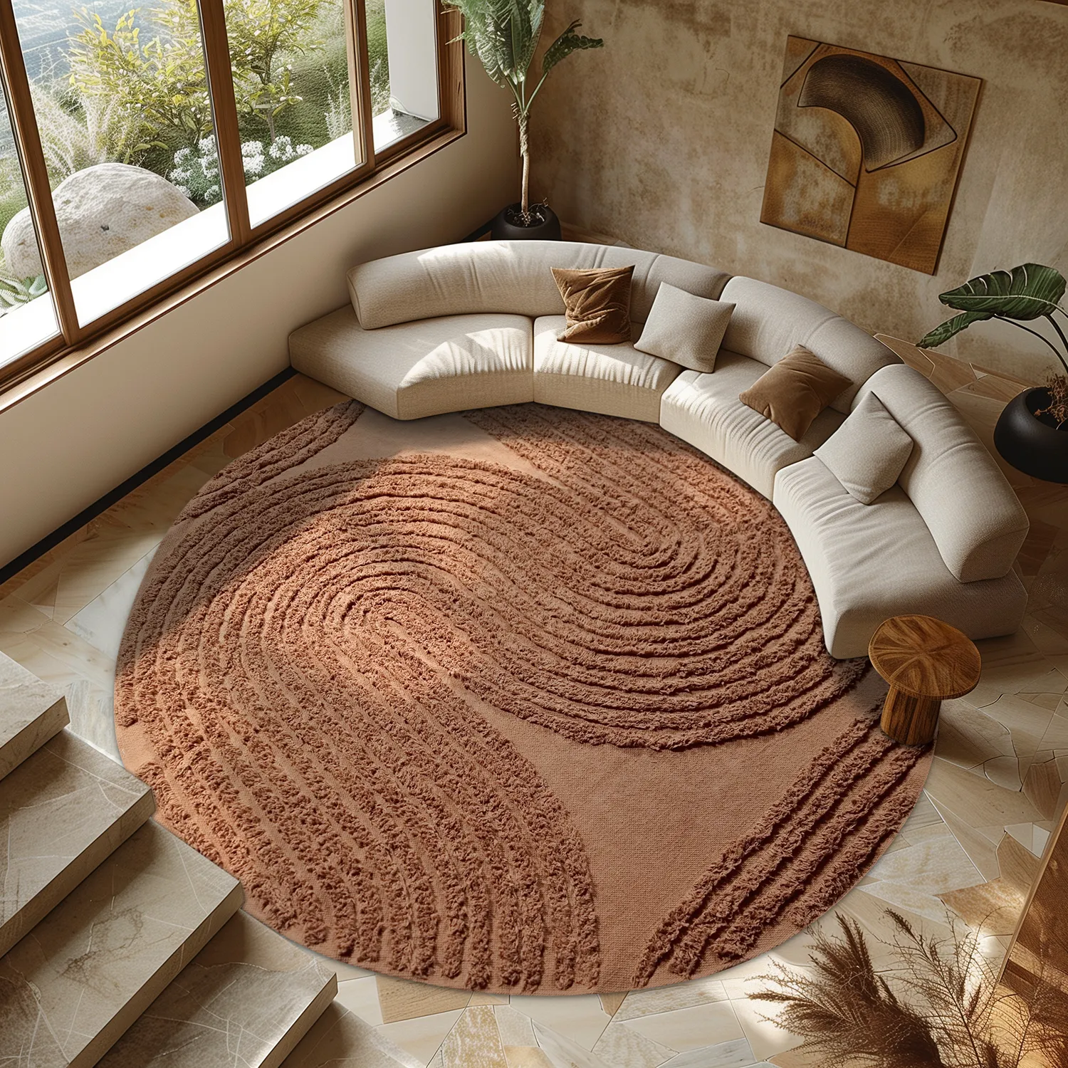 Kerek szőnyeg - Jovie Natural Cotton Shaggy (terrakotta)