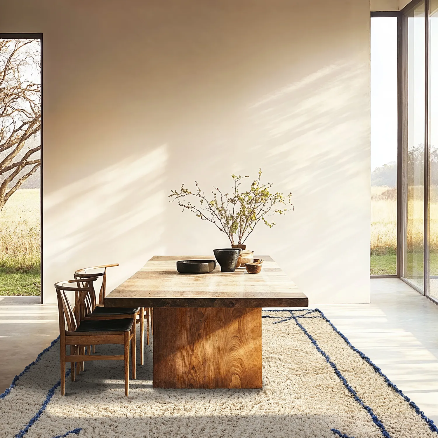 Shaggy szőnyeg - Kairi Natural Cotton Shaggy (bézs/kék)