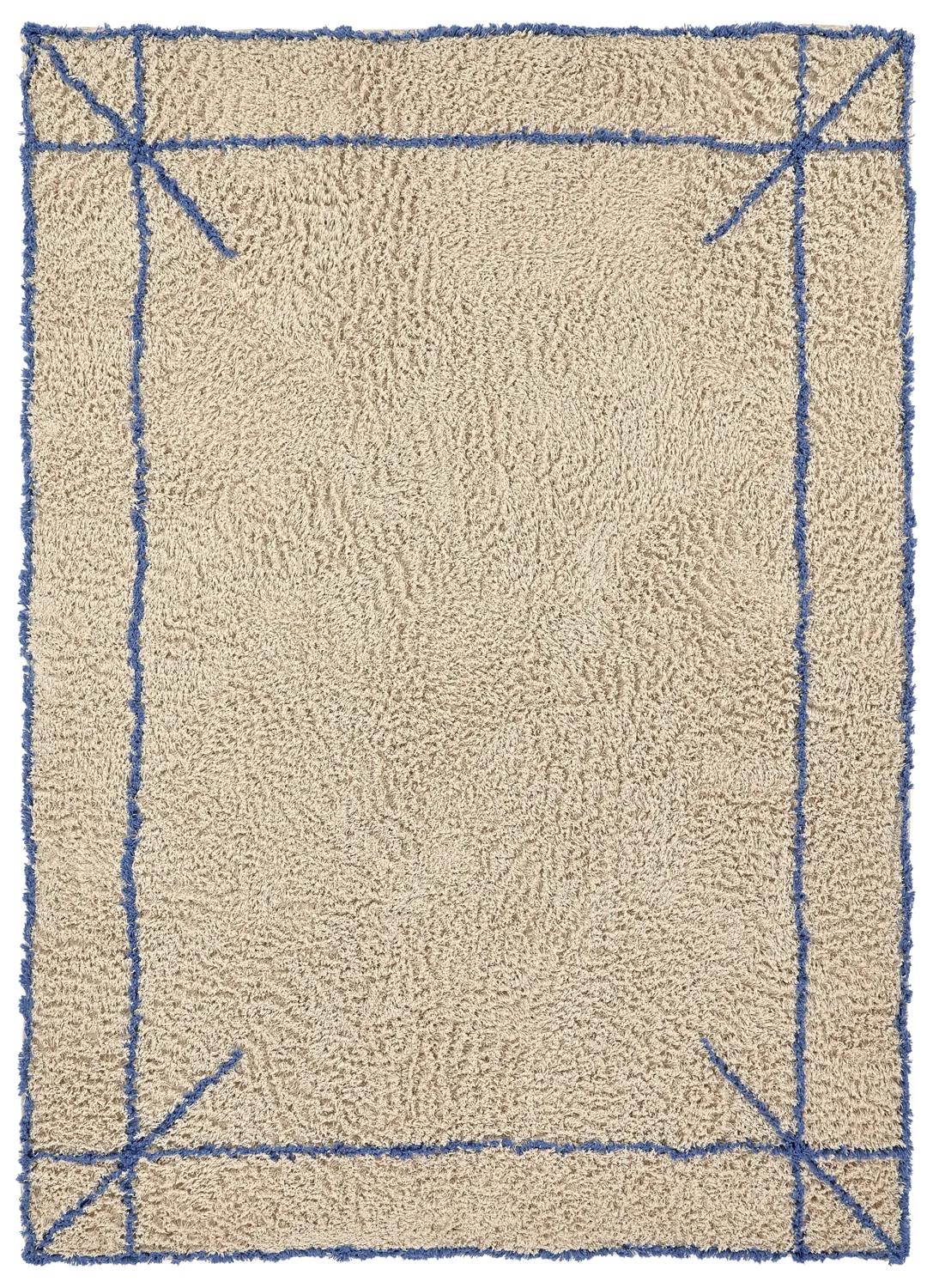 Shaggy szőnyeg - Kairi Natural Cotton Shaggy (bézs/kék)