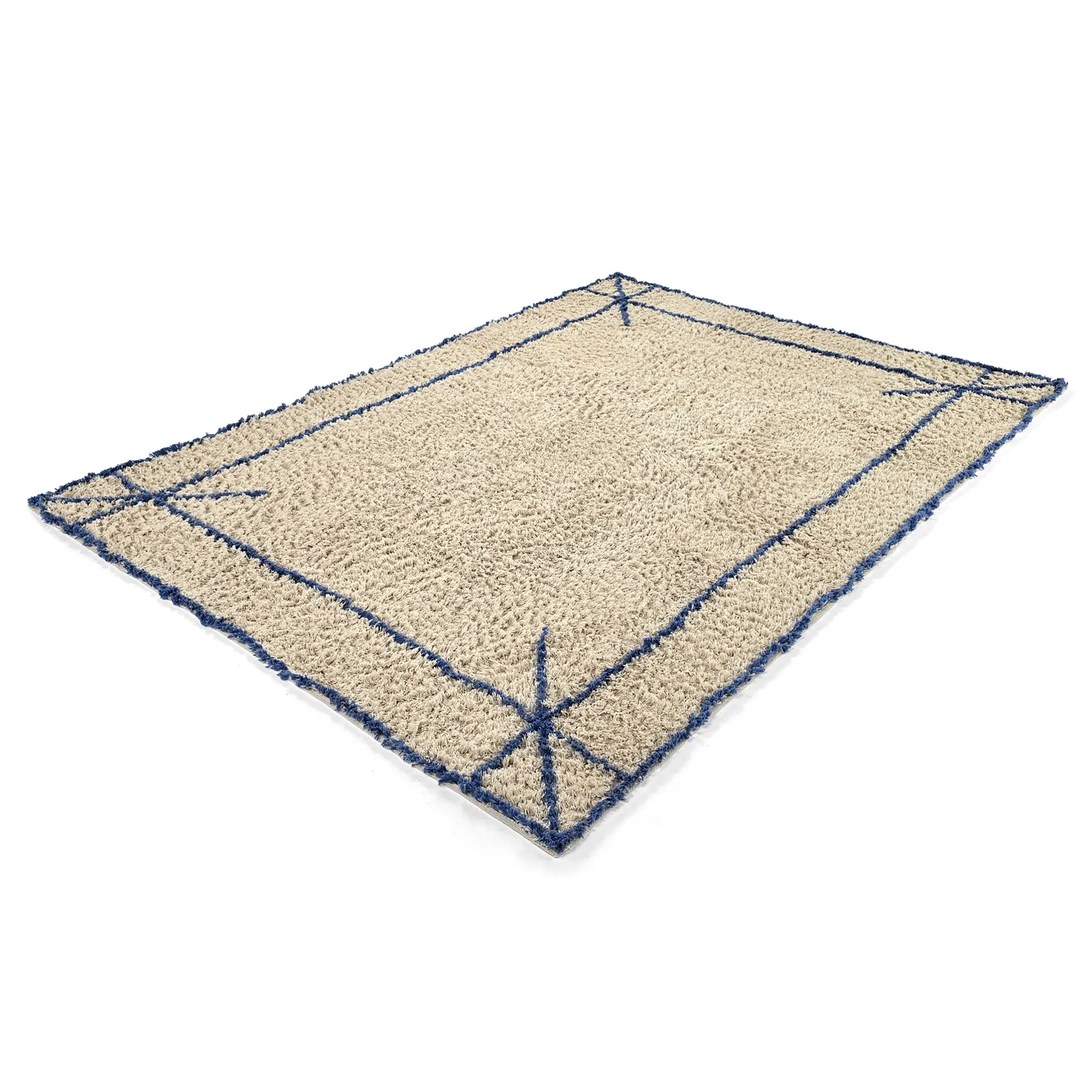 Shaggy szőnyeg - Kairi Natural Cotton Shaggy (bézs/kék)