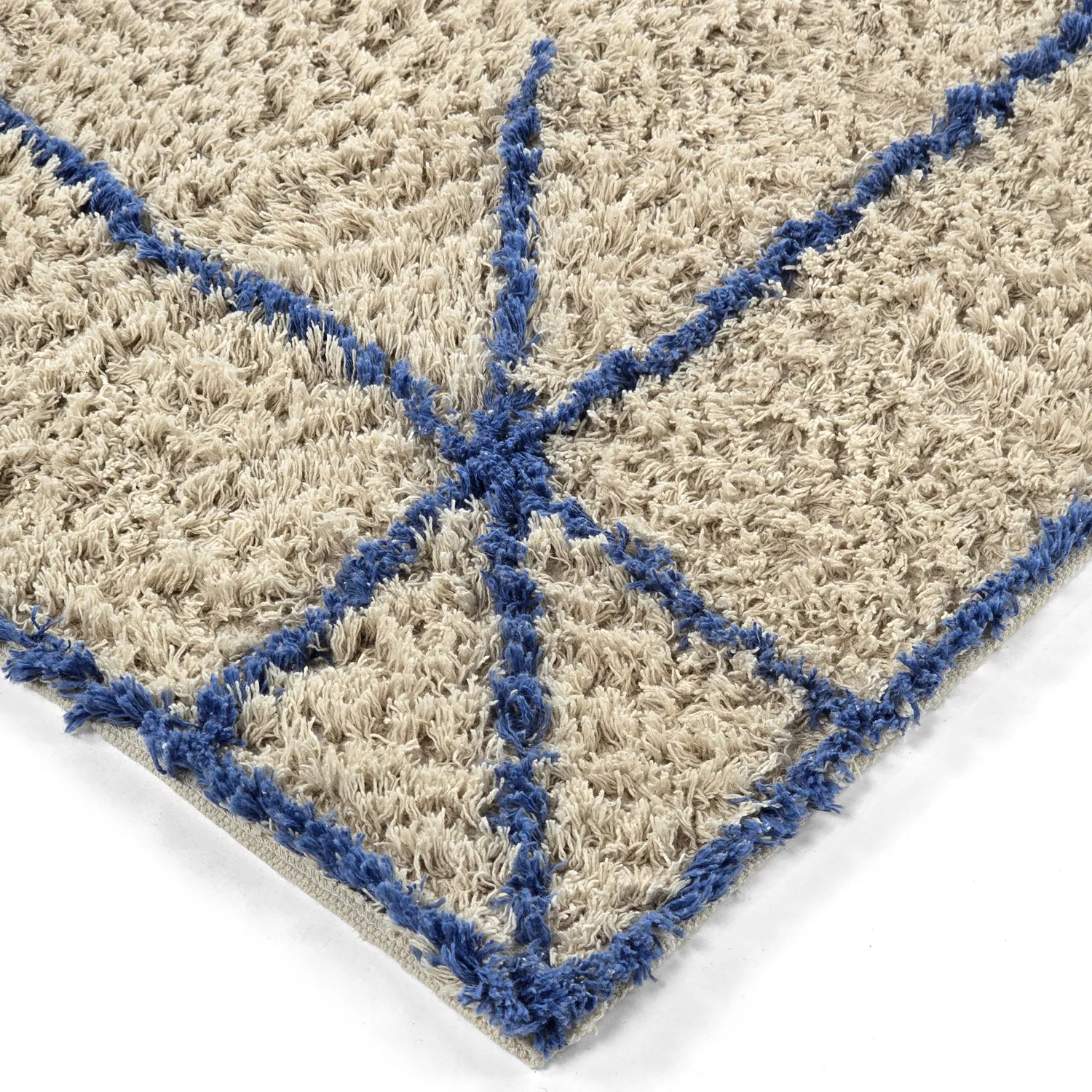 Shaggy szőnyeg - Kairi Natural Cotton Shaggy (bézs/kék)