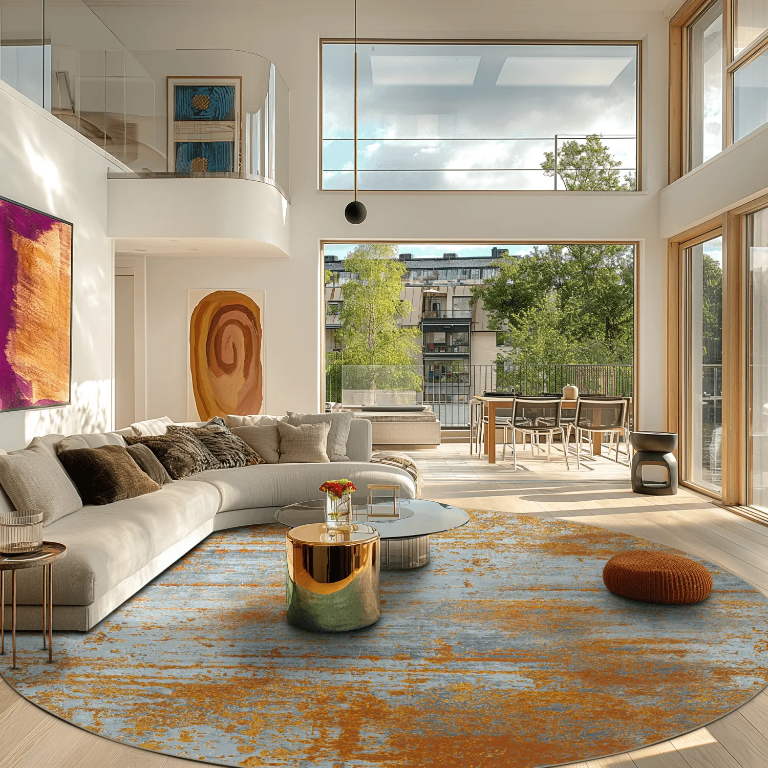 Kerek szőnyeg - Kebira (barna/kék)