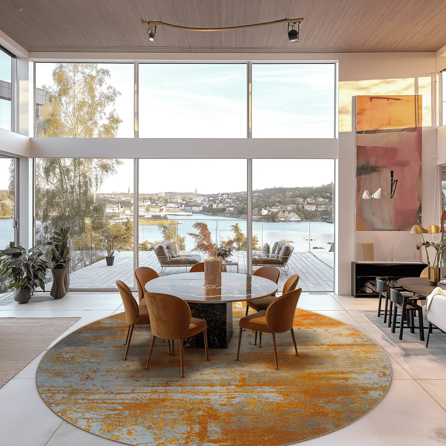 Kerek szőnyeg - Kebira (barna/kék)