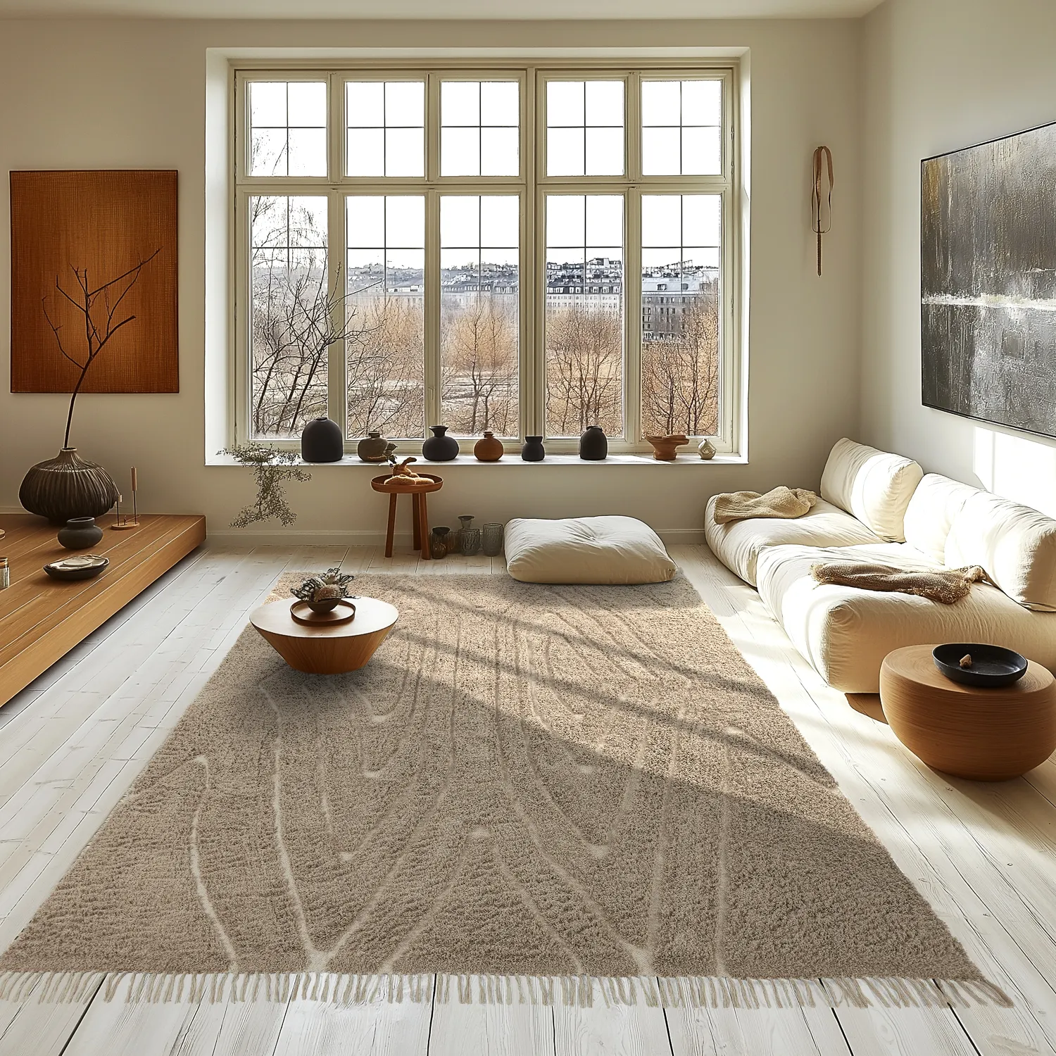 Shaggy szőnyeg - Kindon Natural Cotton Shaggy (bézs/fehér)