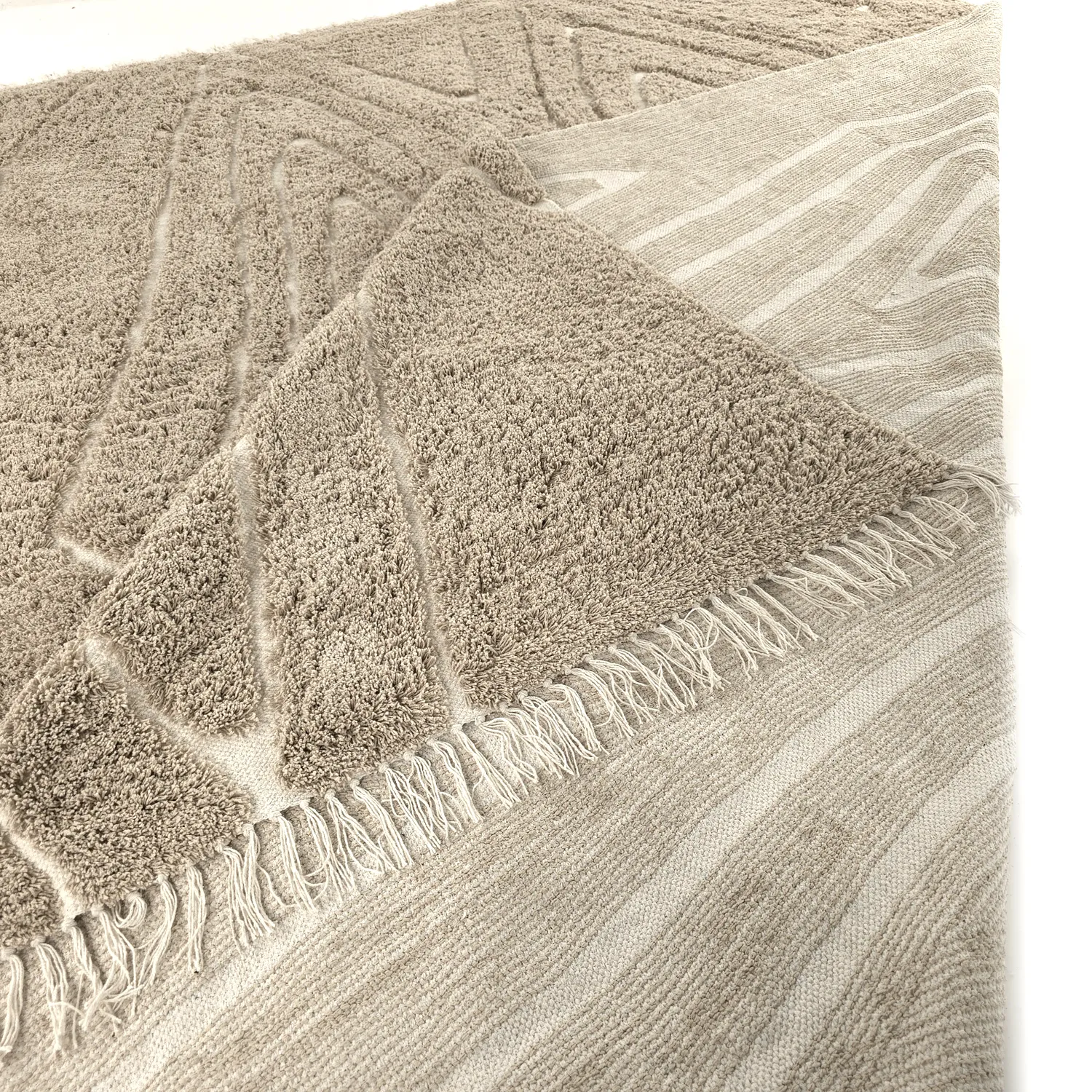 Shaggy szőnyeg - Kindon Natural Cotton Shaggy (bézs/fehér)