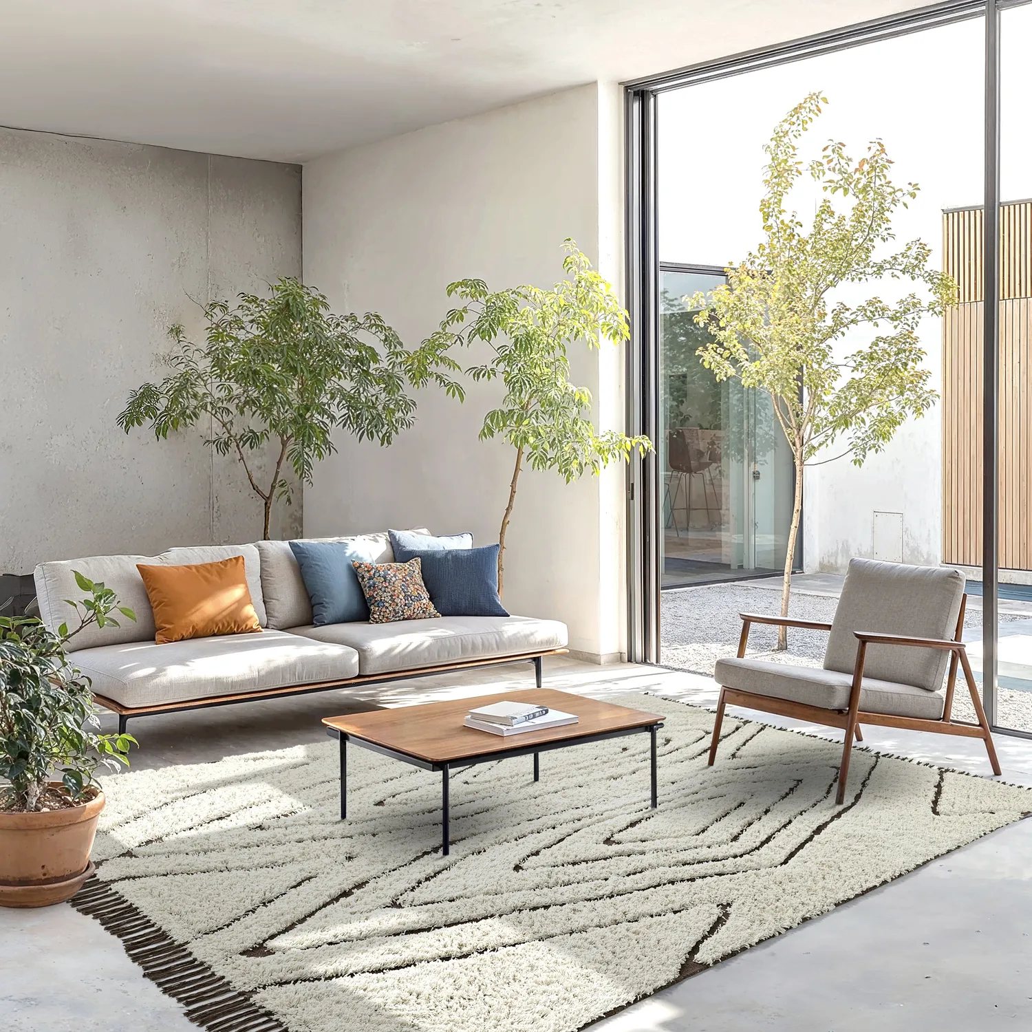 Shaggy szőnyeg - Kindon Natural Cotton Shaggy (törtfehér/barna)