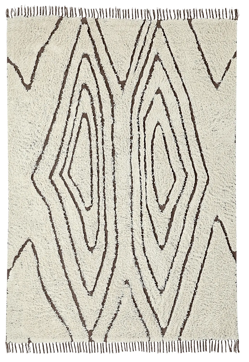 Shaggy szőnyeg - Kindon Natural Cotton Shaggy (törtfehér/barna)