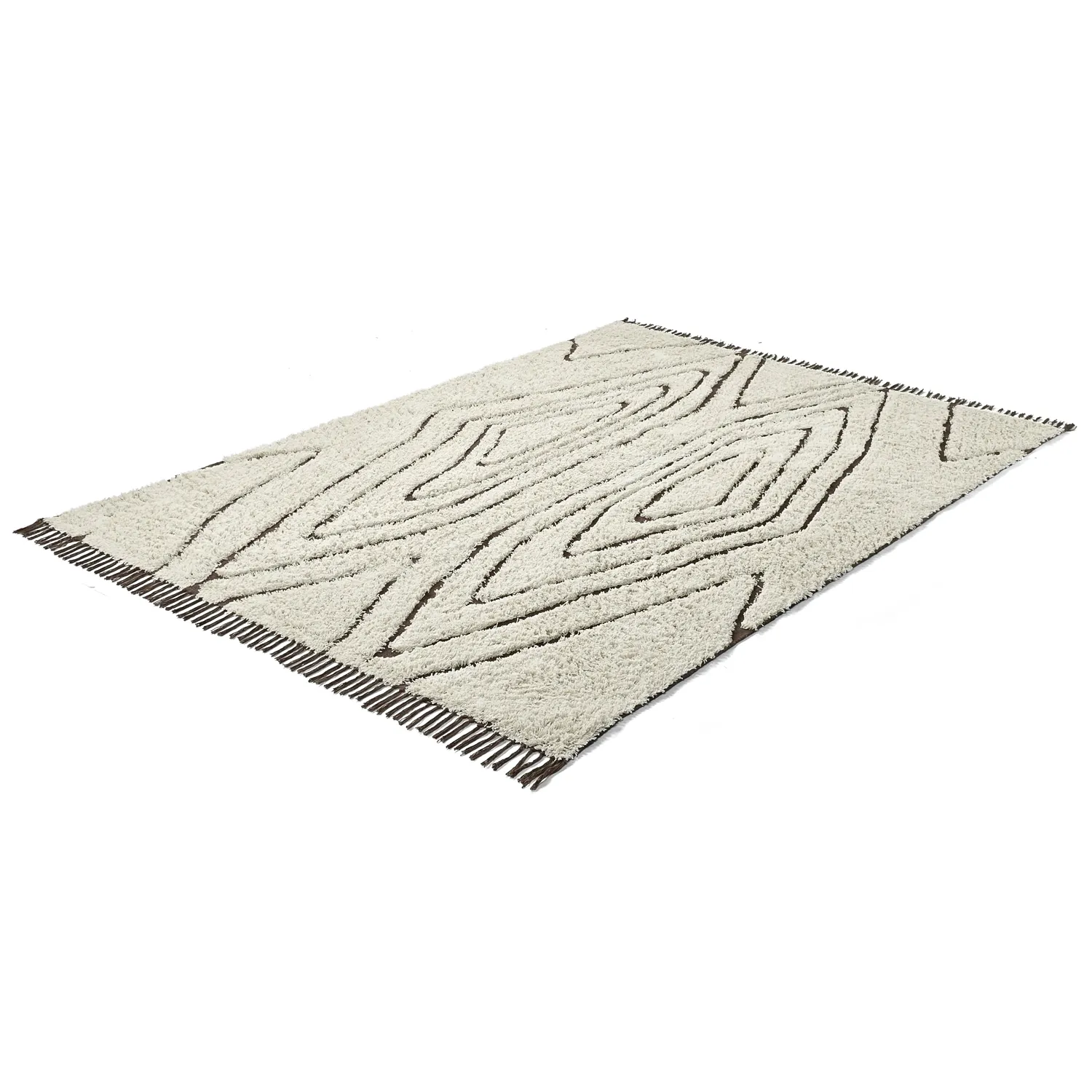 Shaggy szőnyeg - Kindon Natural Cotton Shaggy (törtfehér/barna)