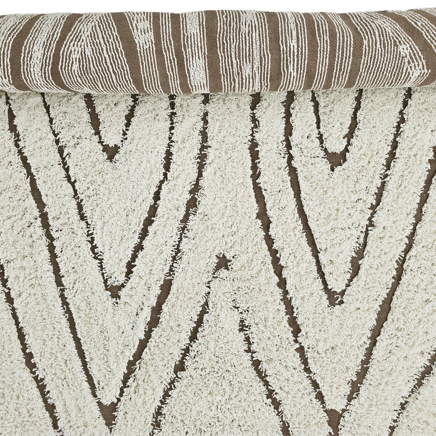 Shaggy szőnyeg - Kindon Natural Cotton Shaggy (törtfehér/barna)