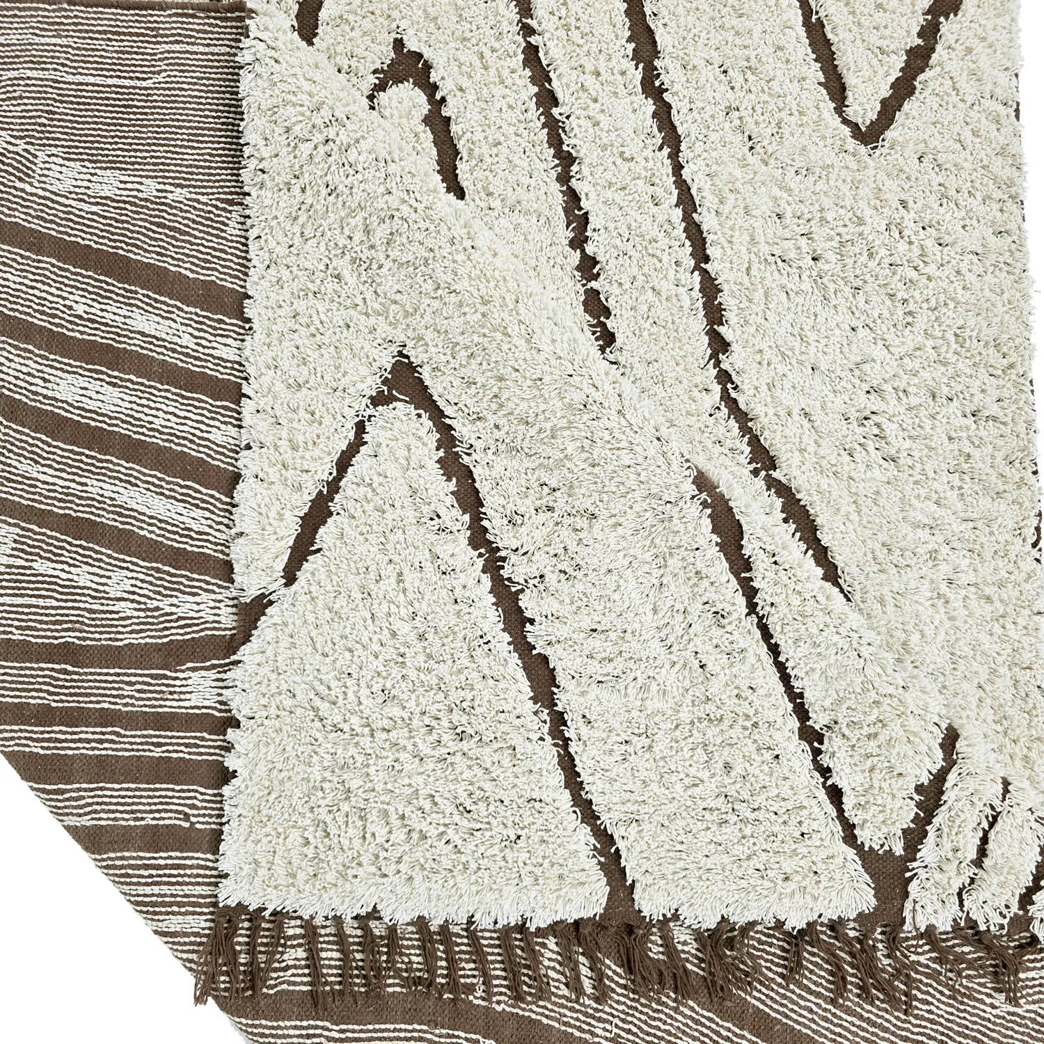 Shaggy szőnyeg - Kindon Natural Cotton Shaggy (törtfehér/barna)